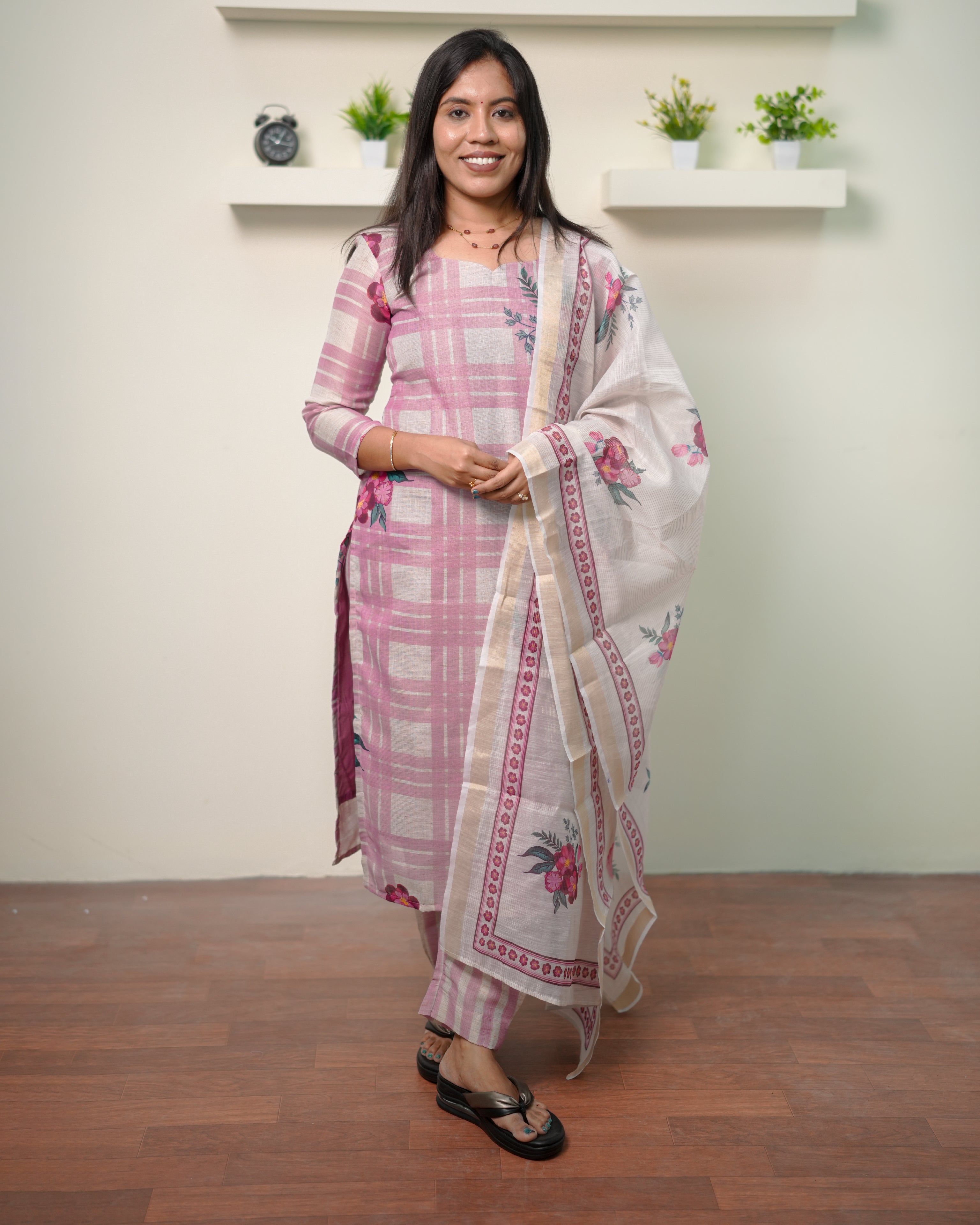Checked Blossom Affair Salwar Set