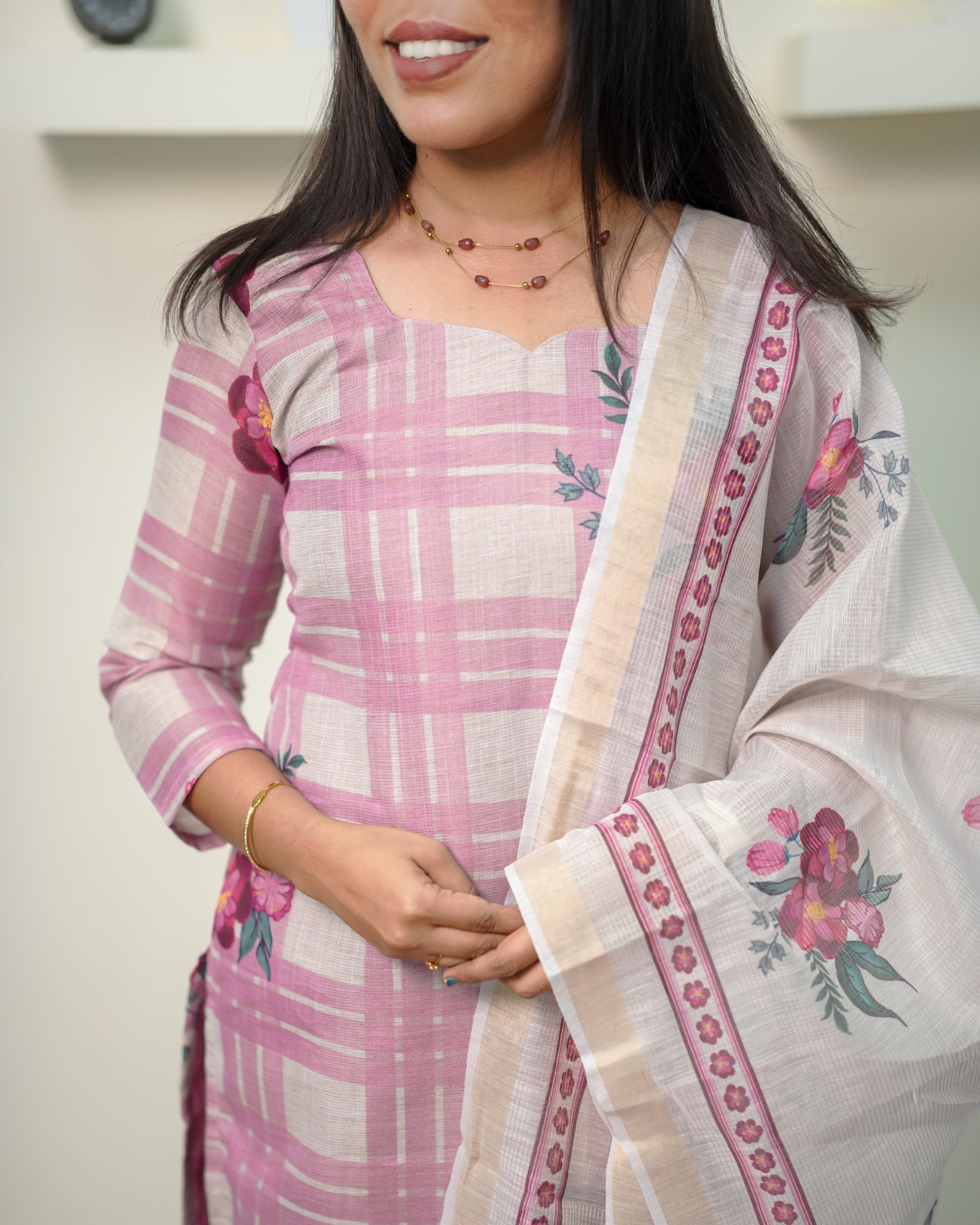 Checked Blossom Affair Salwar Set