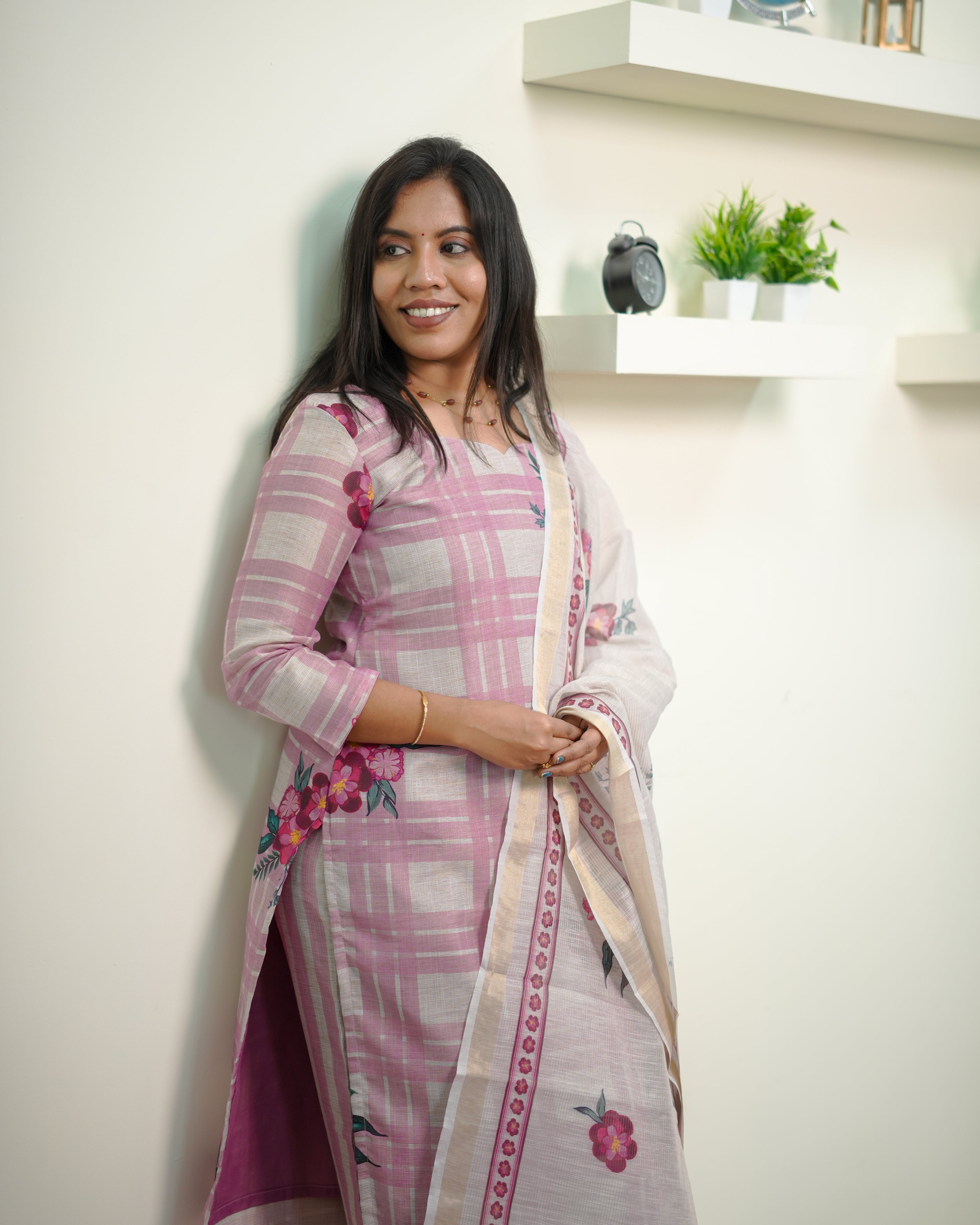 Checked Blossom Affair Salwar Set