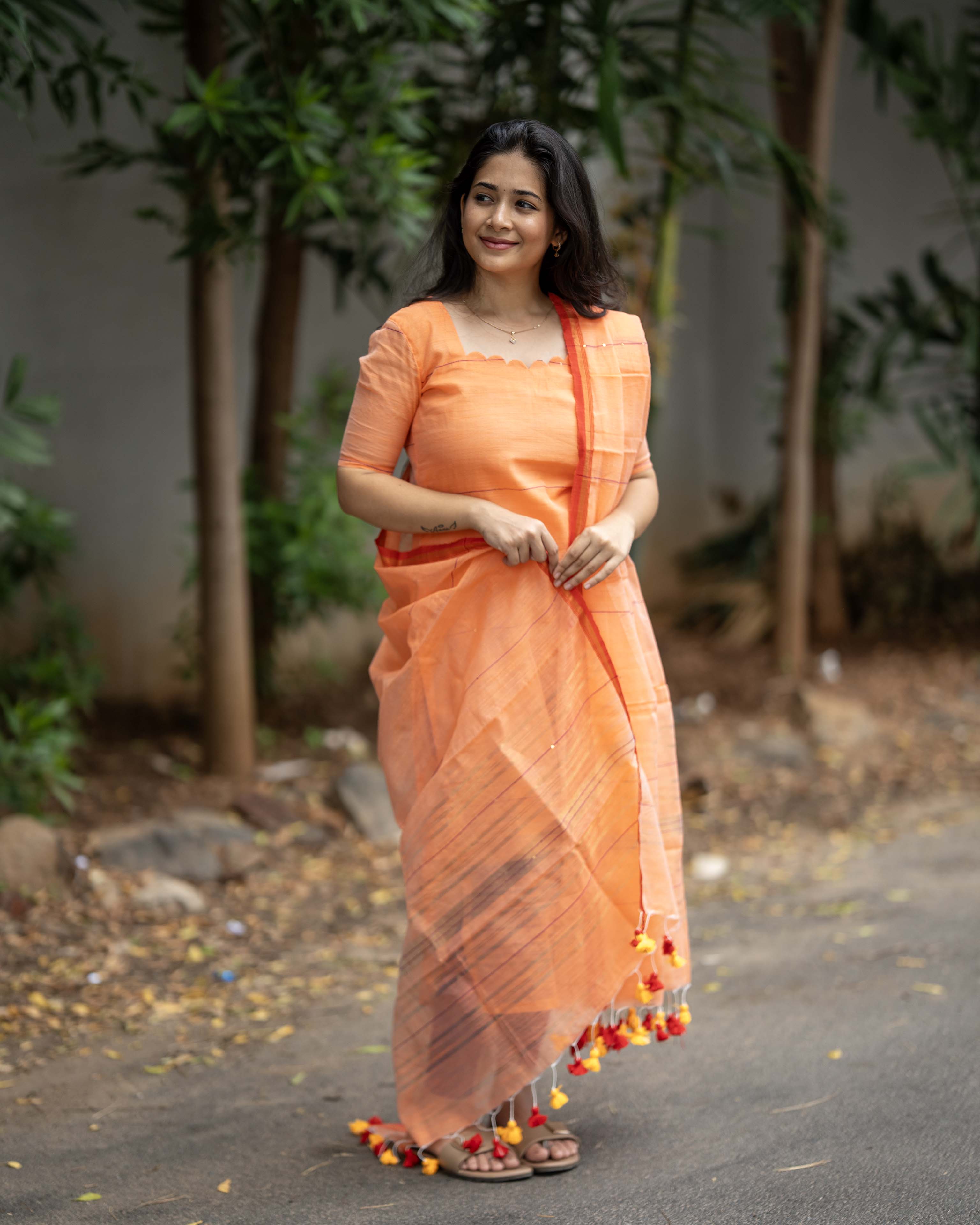 Peach Orange Top & Duppata