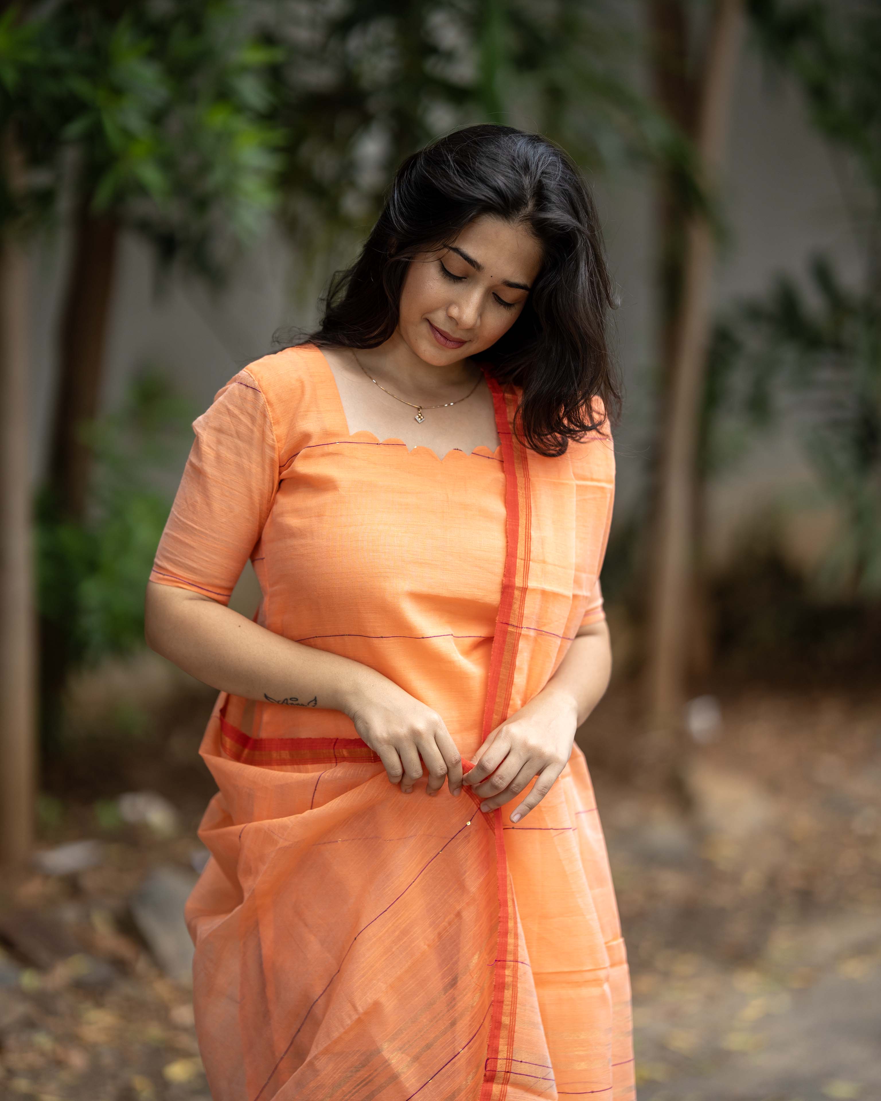 Peach Orange Top & Duppata