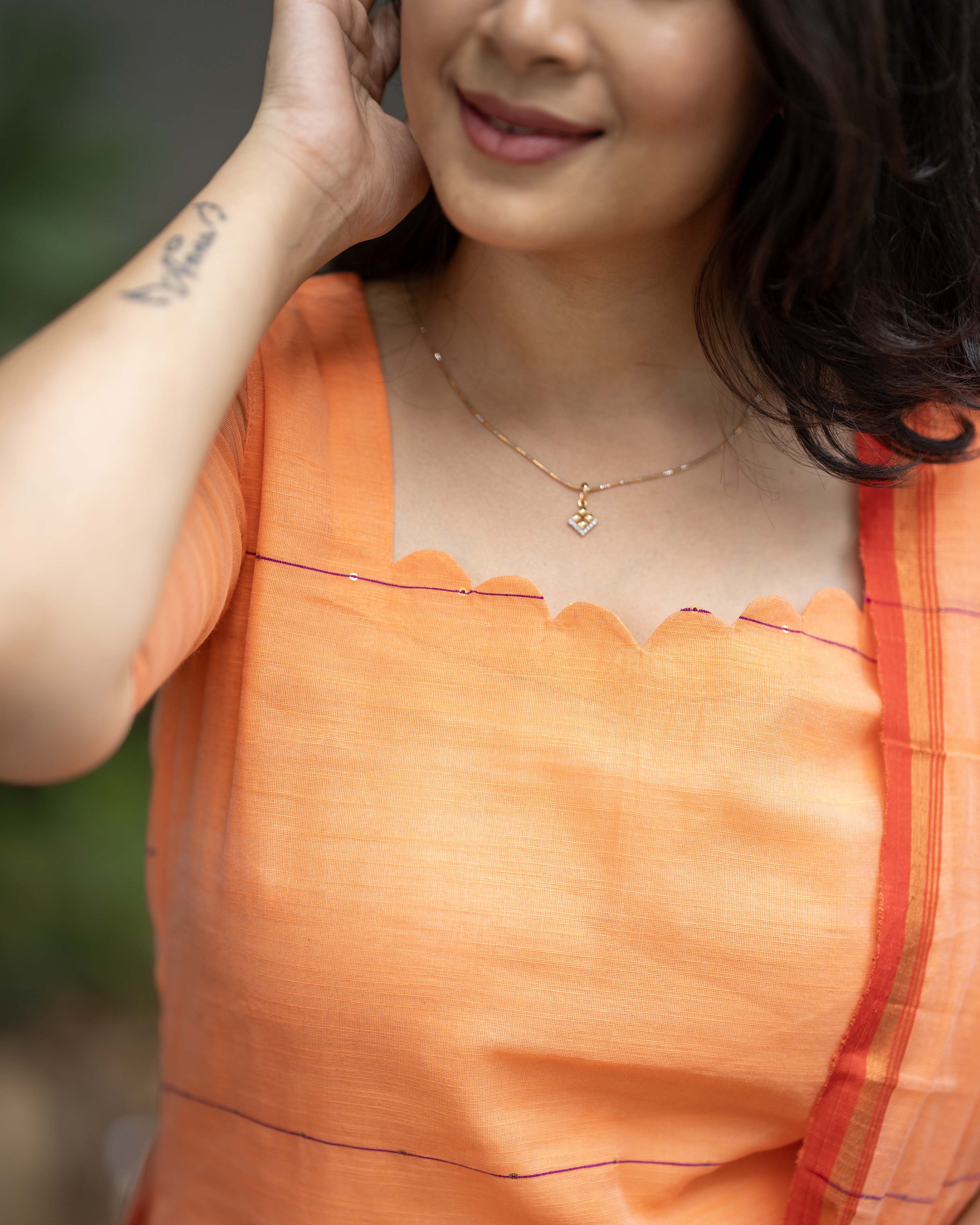 Peach Orange Top & Duppata