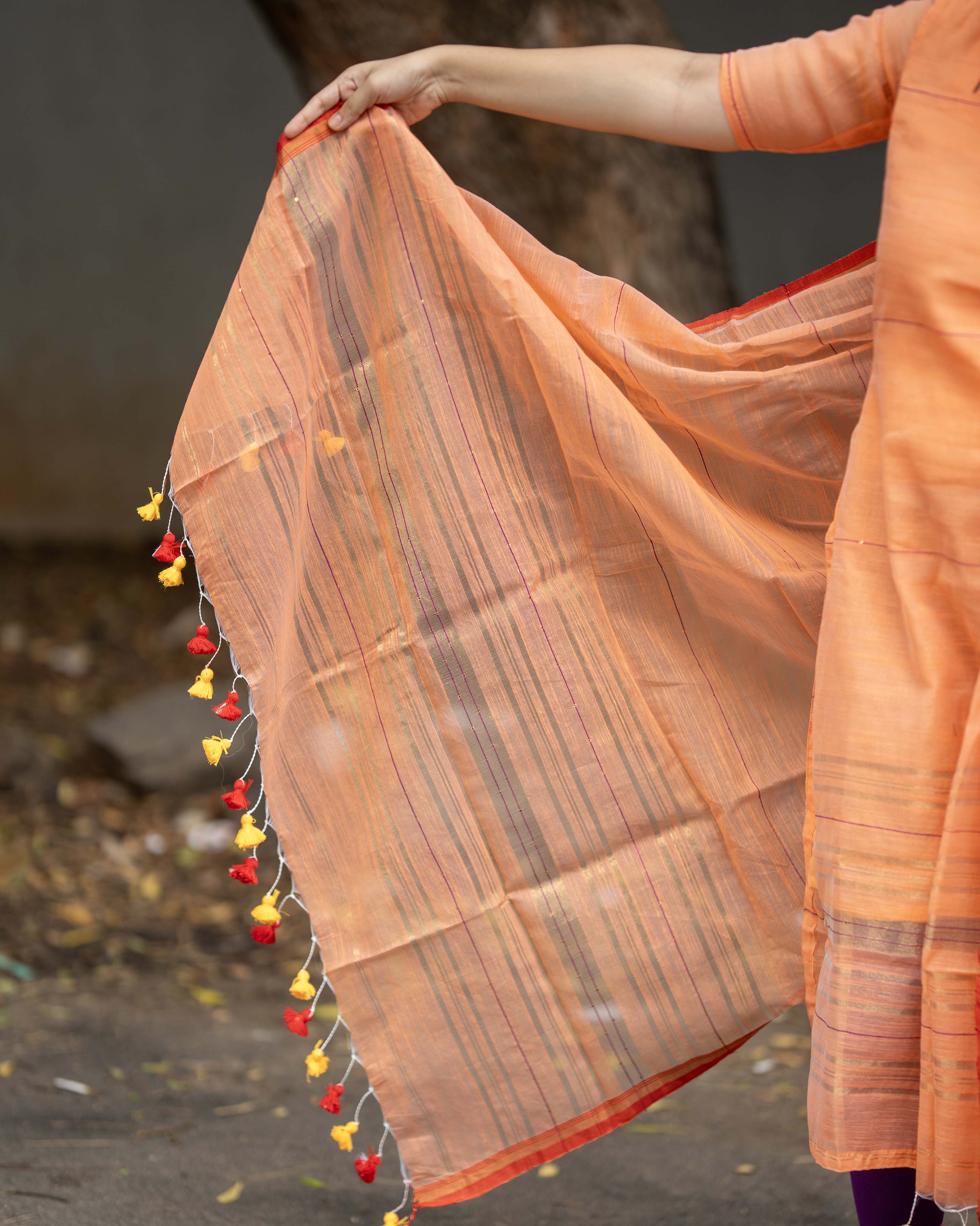 Peach Orange Top & Duppata