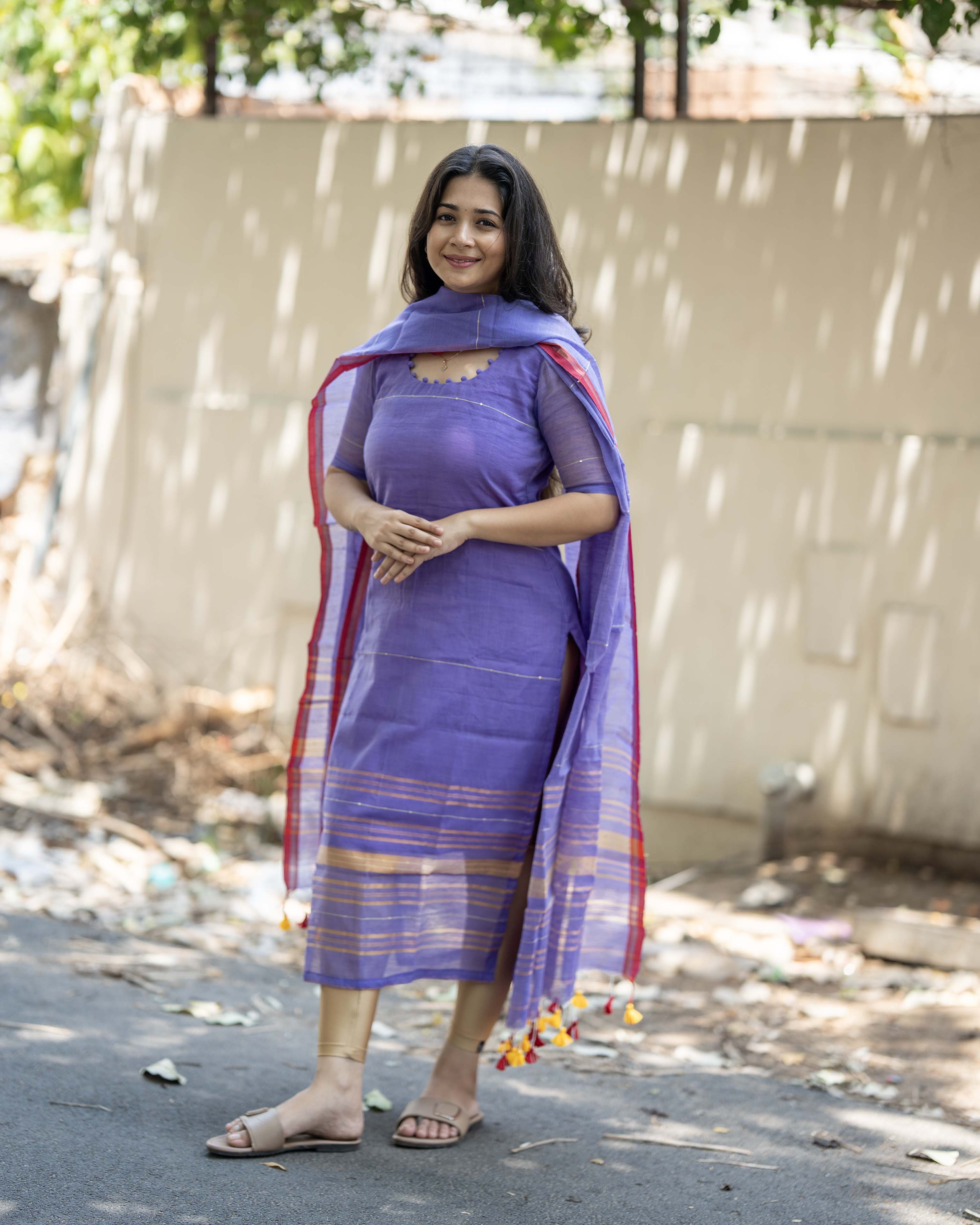 Lavender Ethnic Top & Duppata