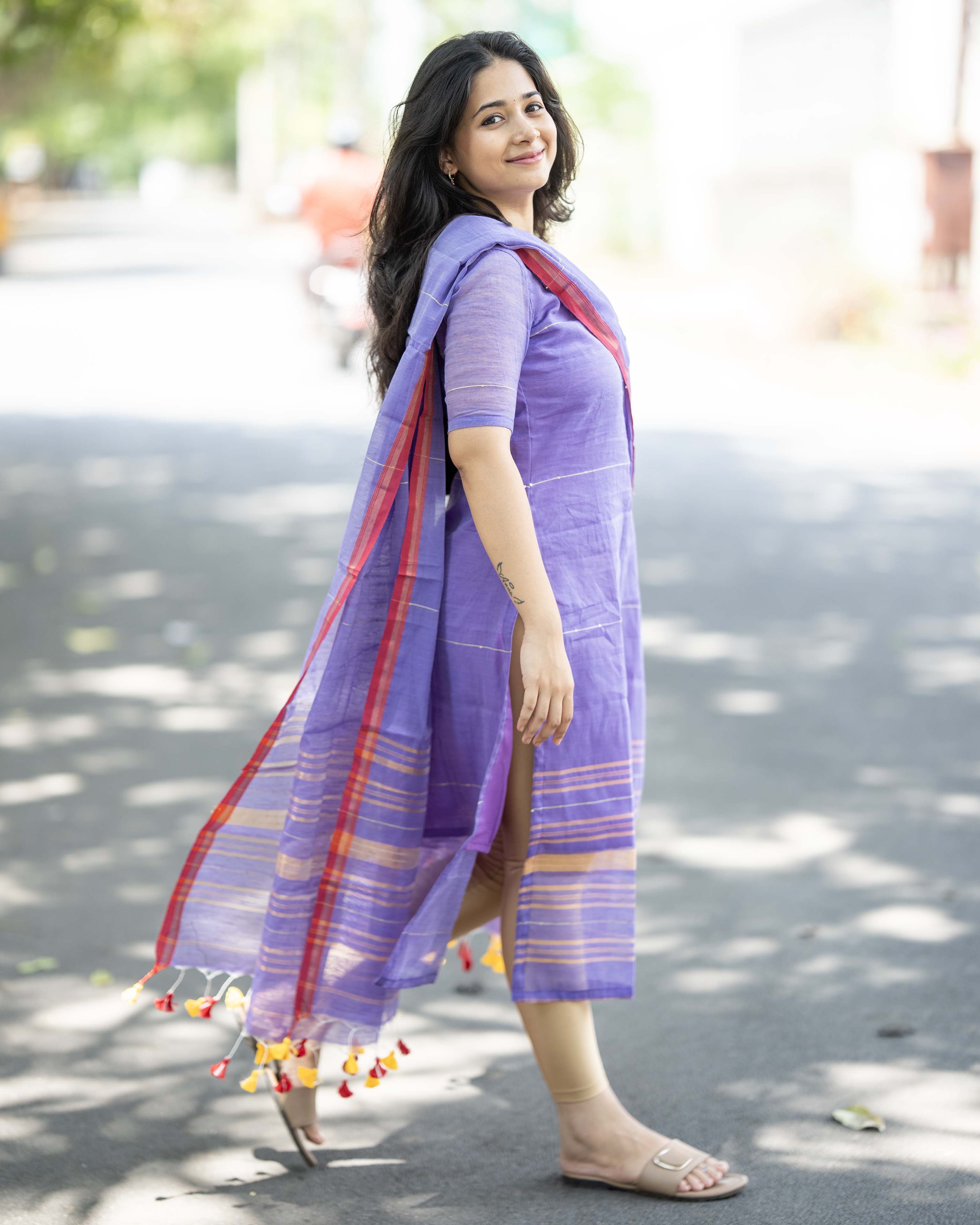 Lavender Ethnic Top & Duppata