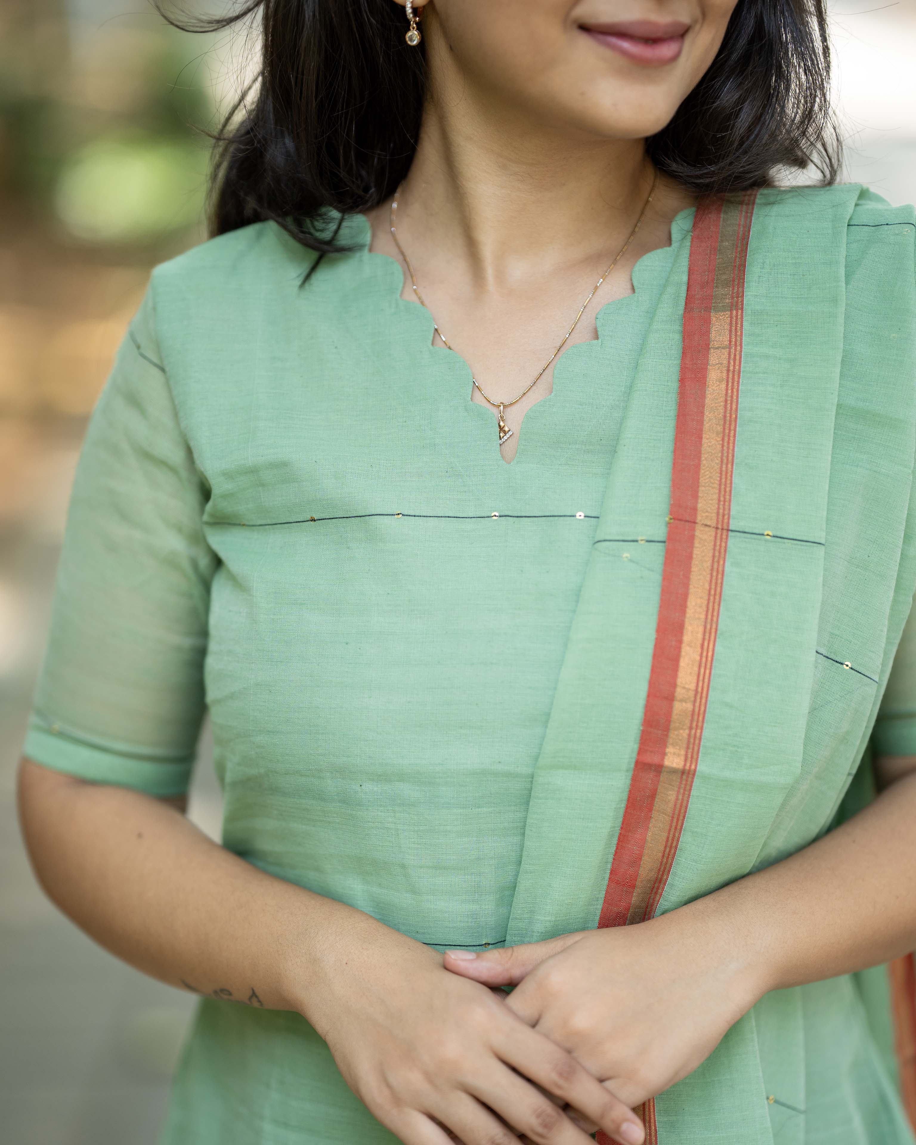 Pista Green Ethnic Top & Duppata