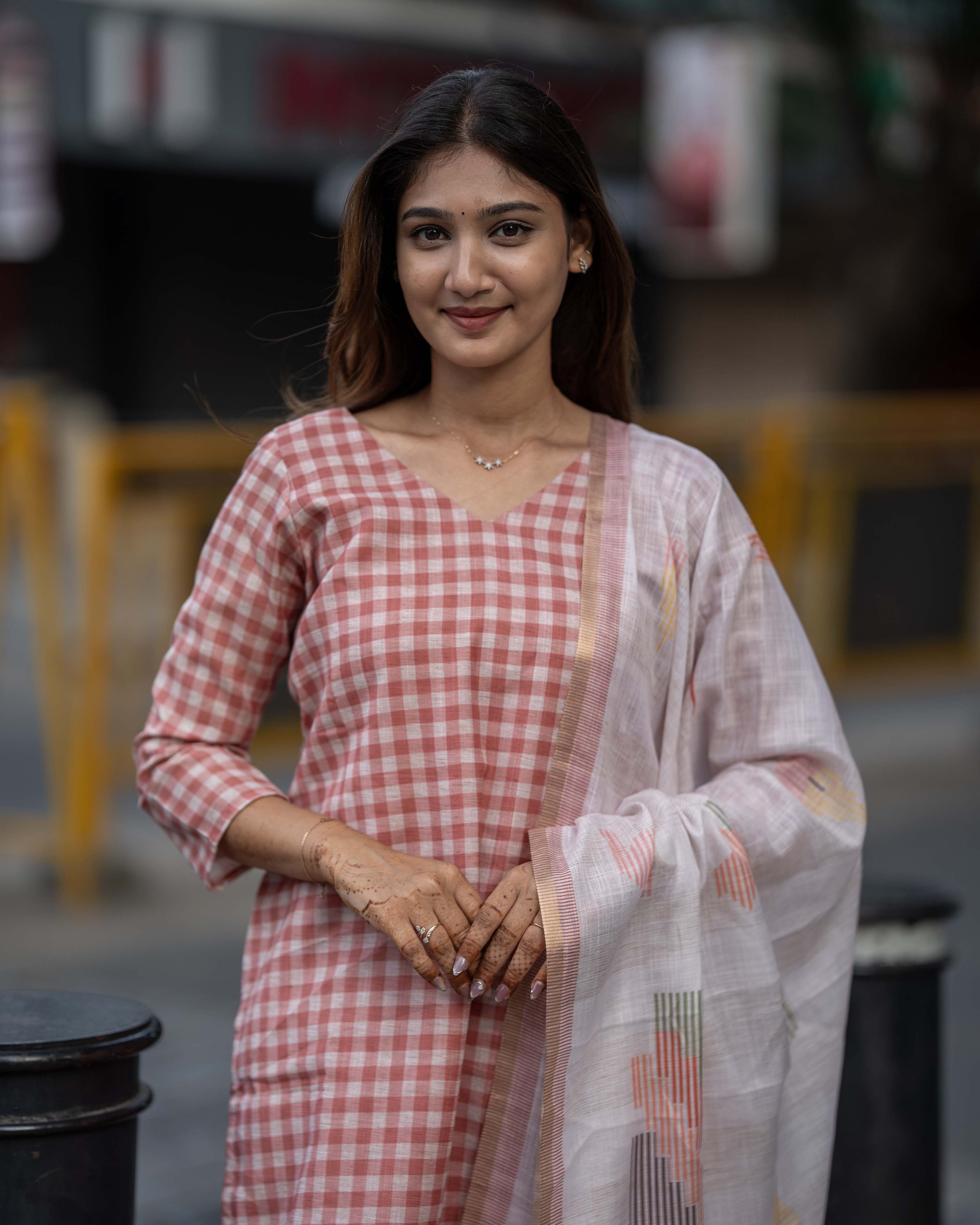 Peach Pink Checks 3-Piece Set