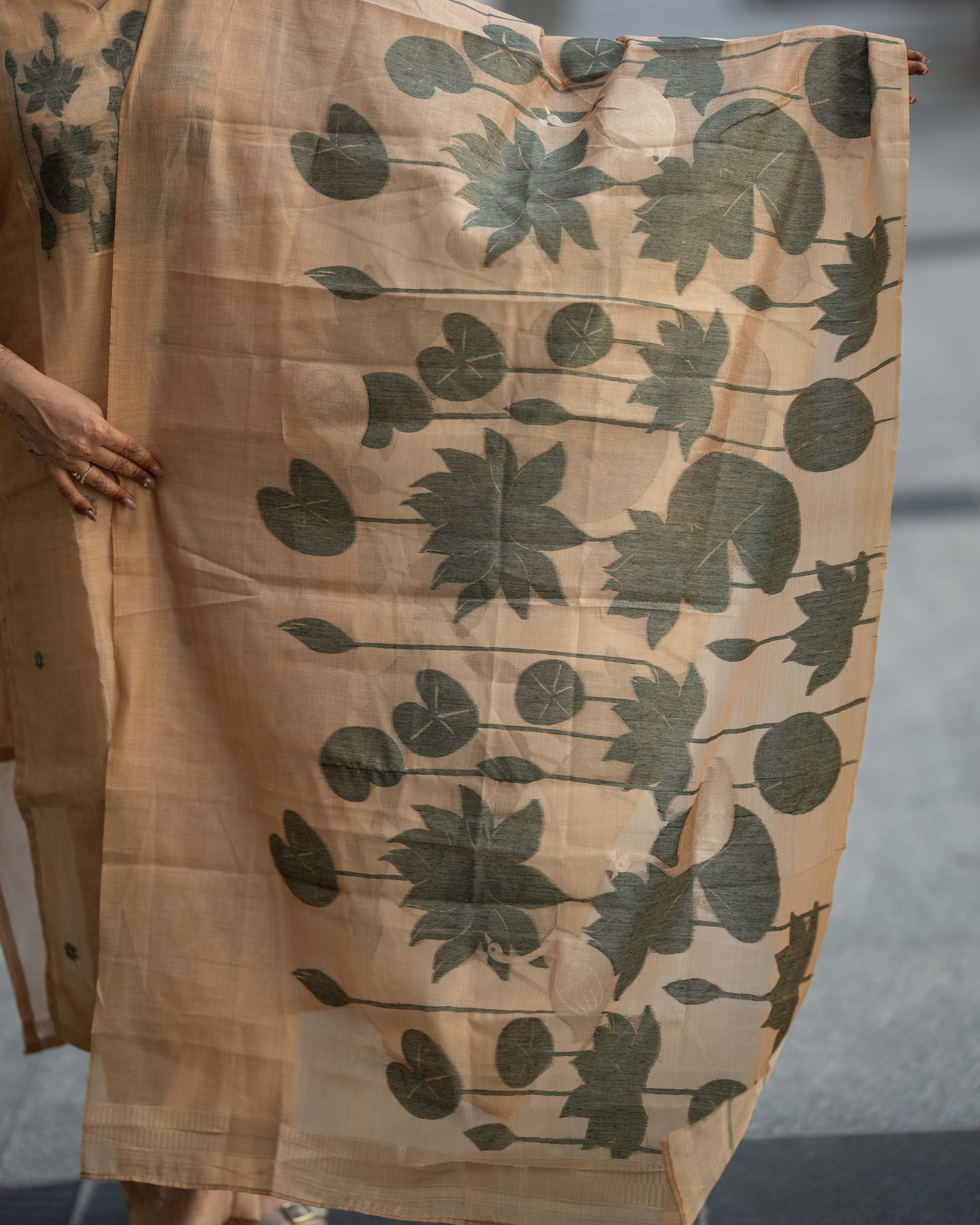 Mustard Brown Floral Printed 3-Piece Set