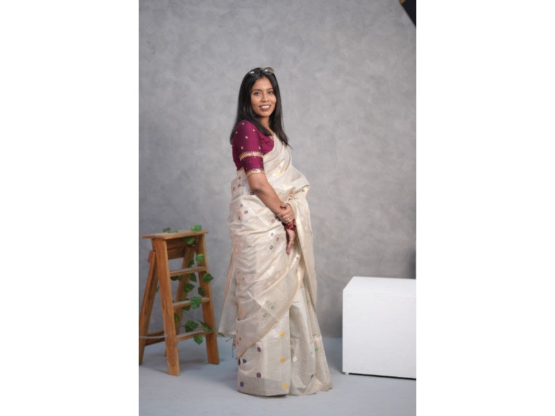Soft Bloom Tussar Silver