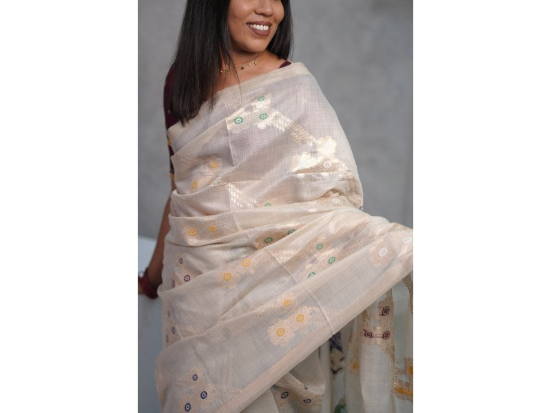 Soft Bloom Tussar Silver