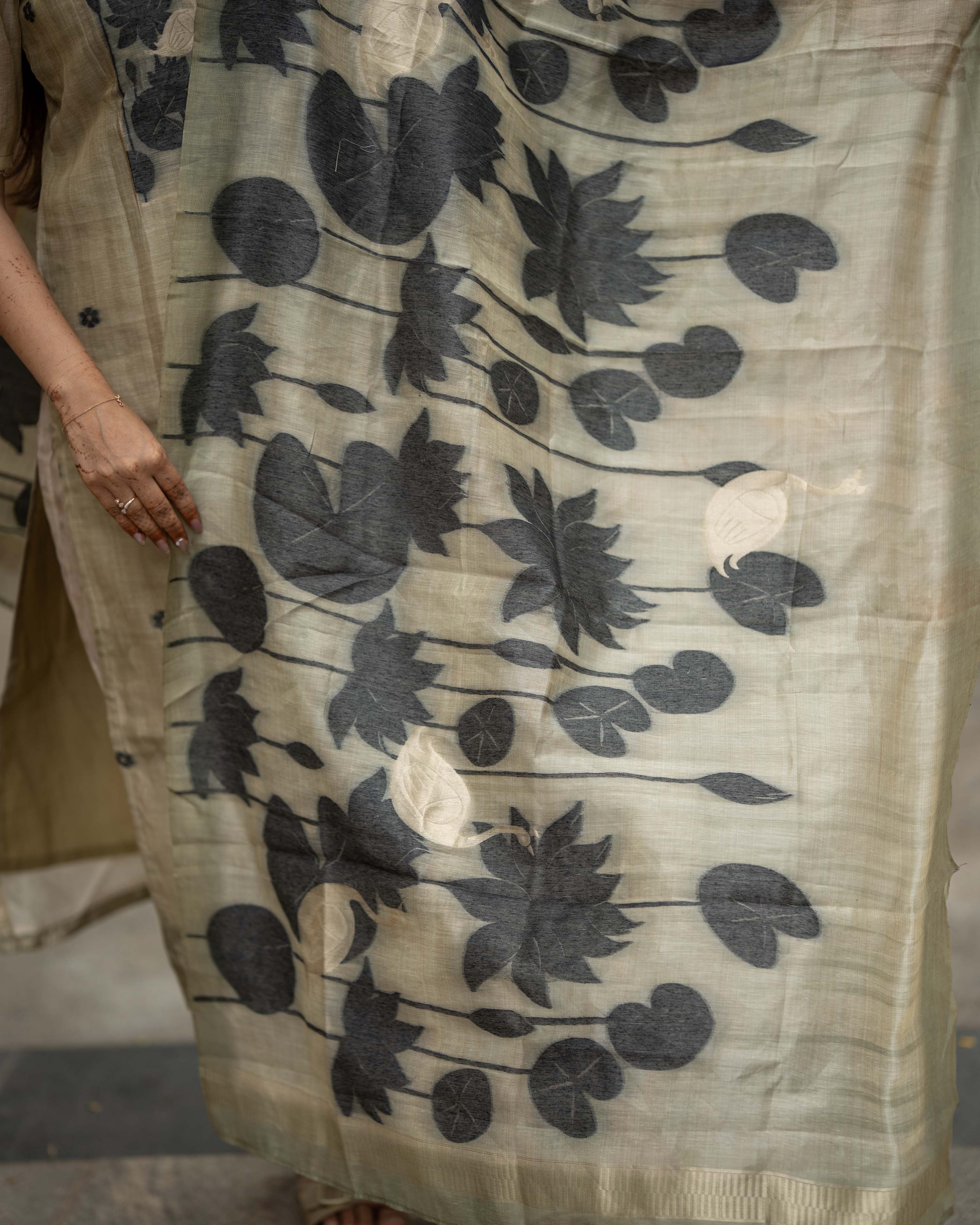 Olive Beige Floral Printed 3-Piece Set