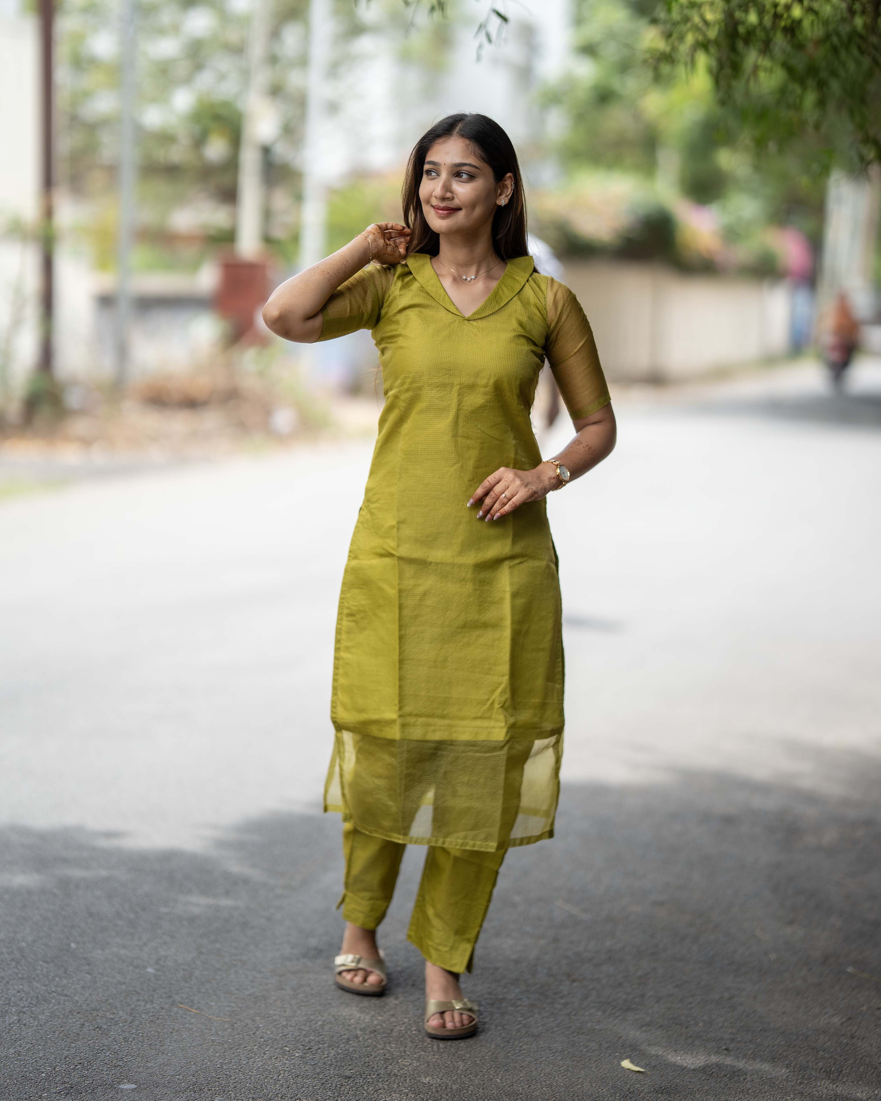 Olive Green Solid Co-ord Set