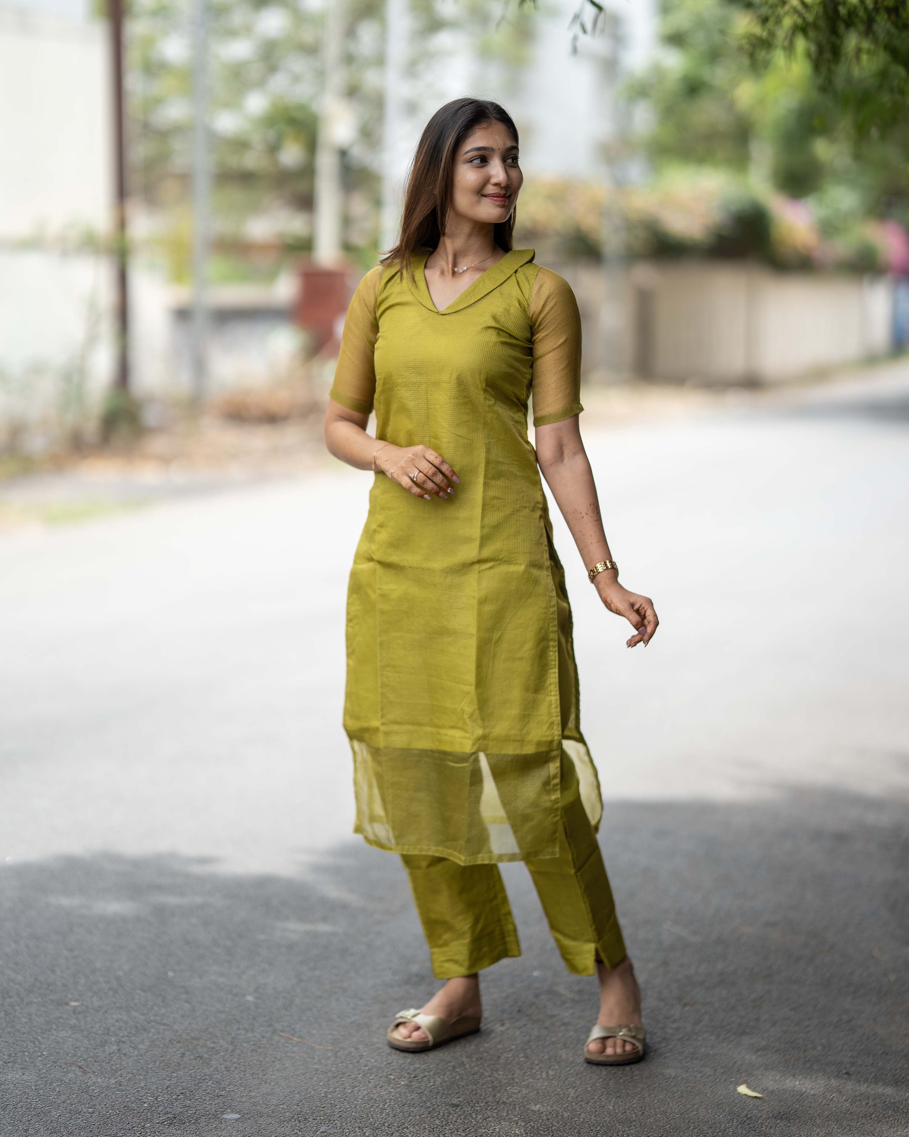 Olive Green Solid Co-ord Set