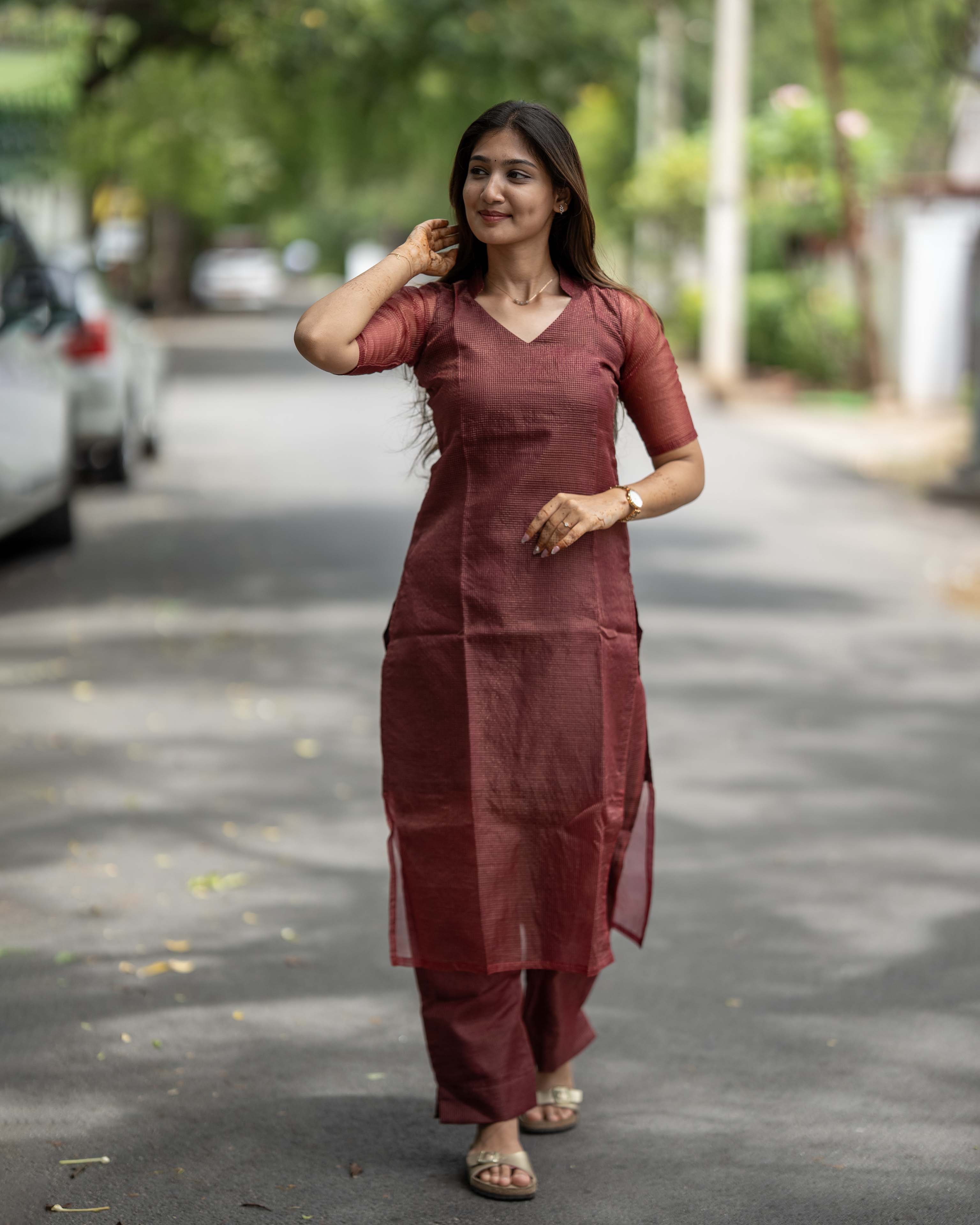 Maroon Wine Solid Co-ord Set