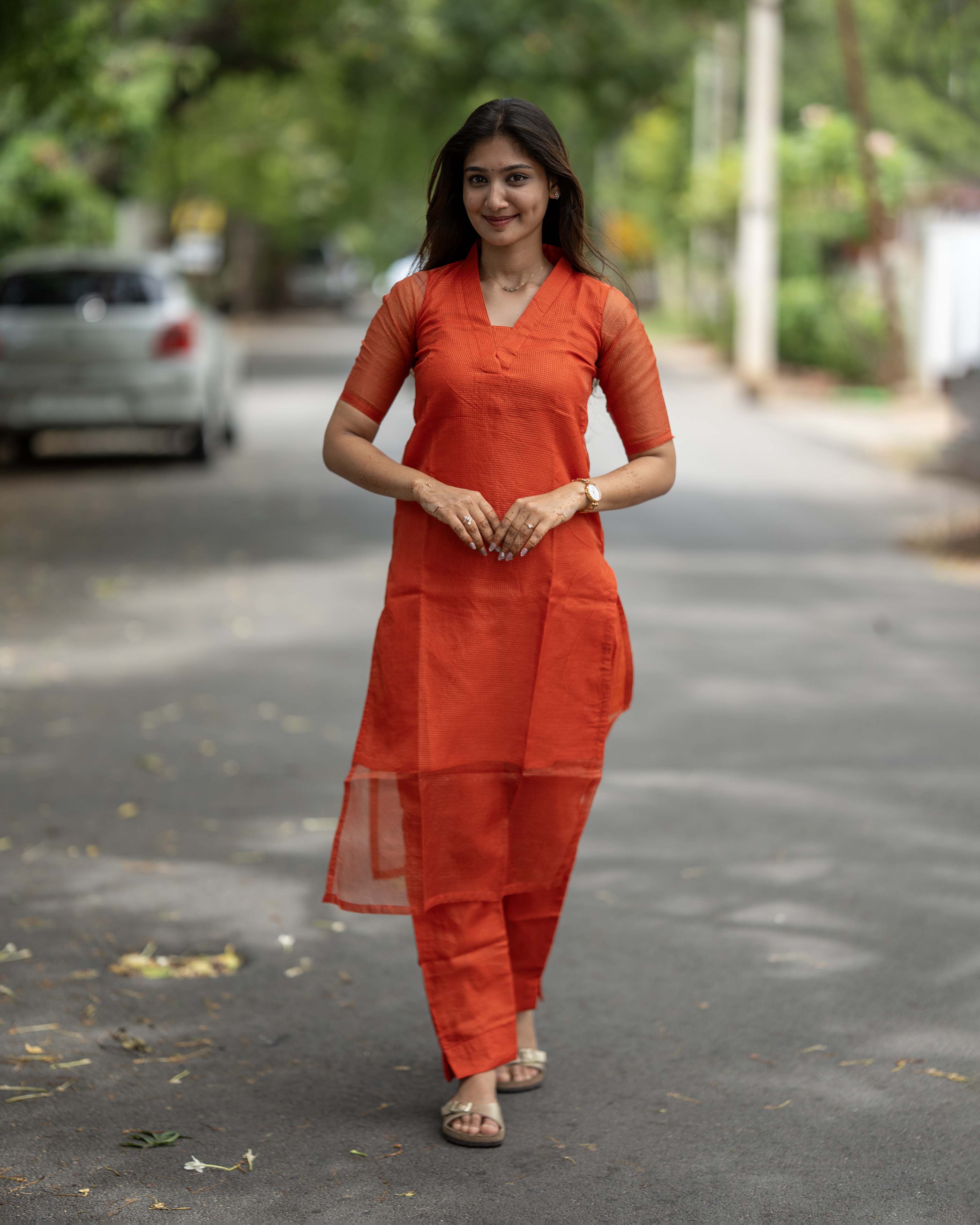 Vermilion Red Solid Co-ord Set