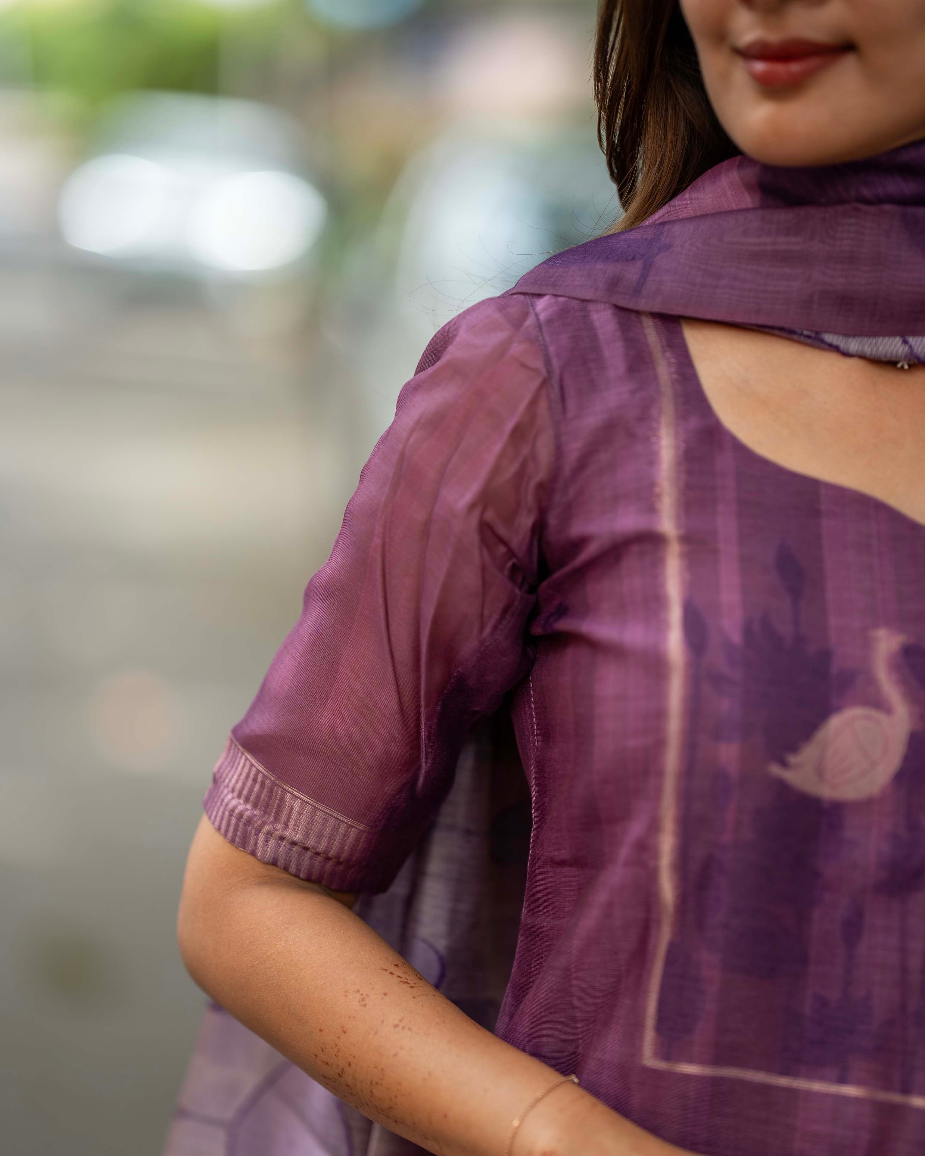 Plum Purple Floral Printed 3-Piece Set