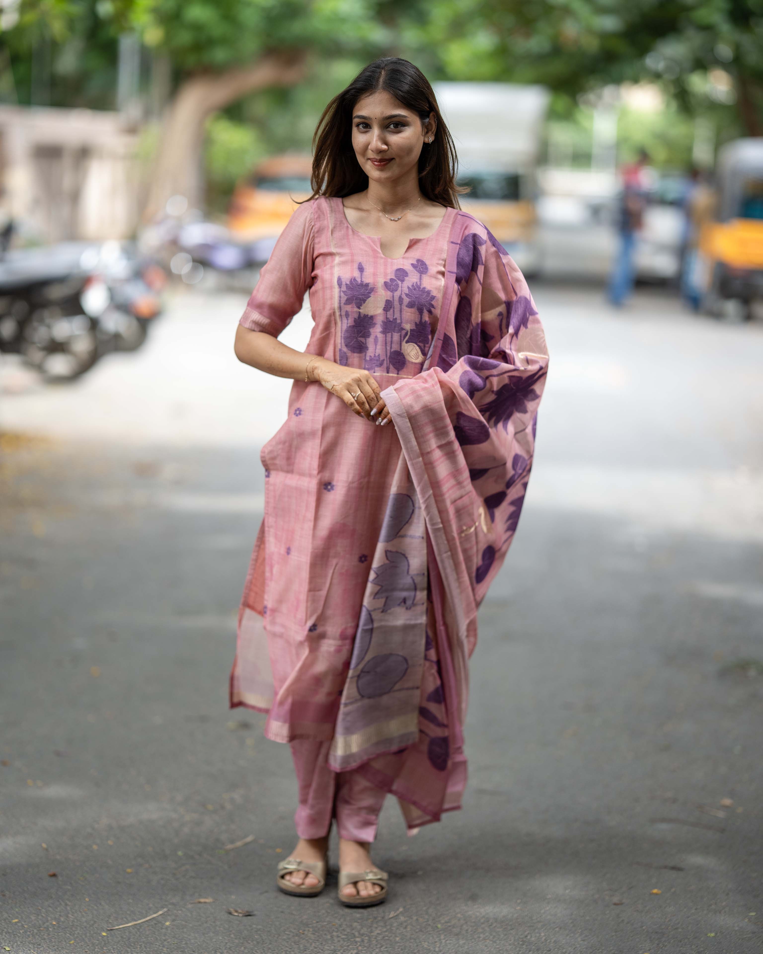 Dusty Pink Floral Printed 3-Piece Set
