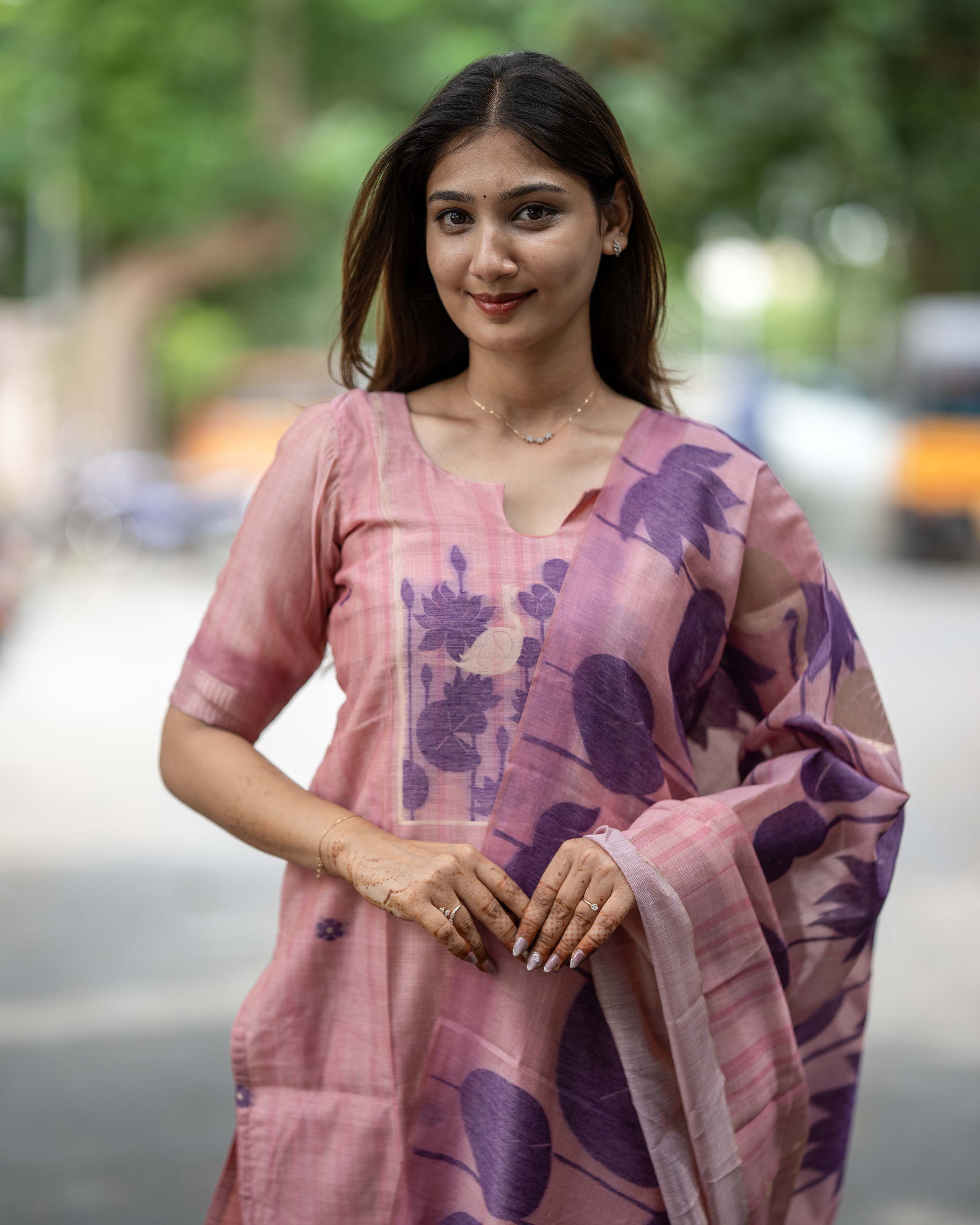 Dusty Pink Floral Printed 3-Piece Set
