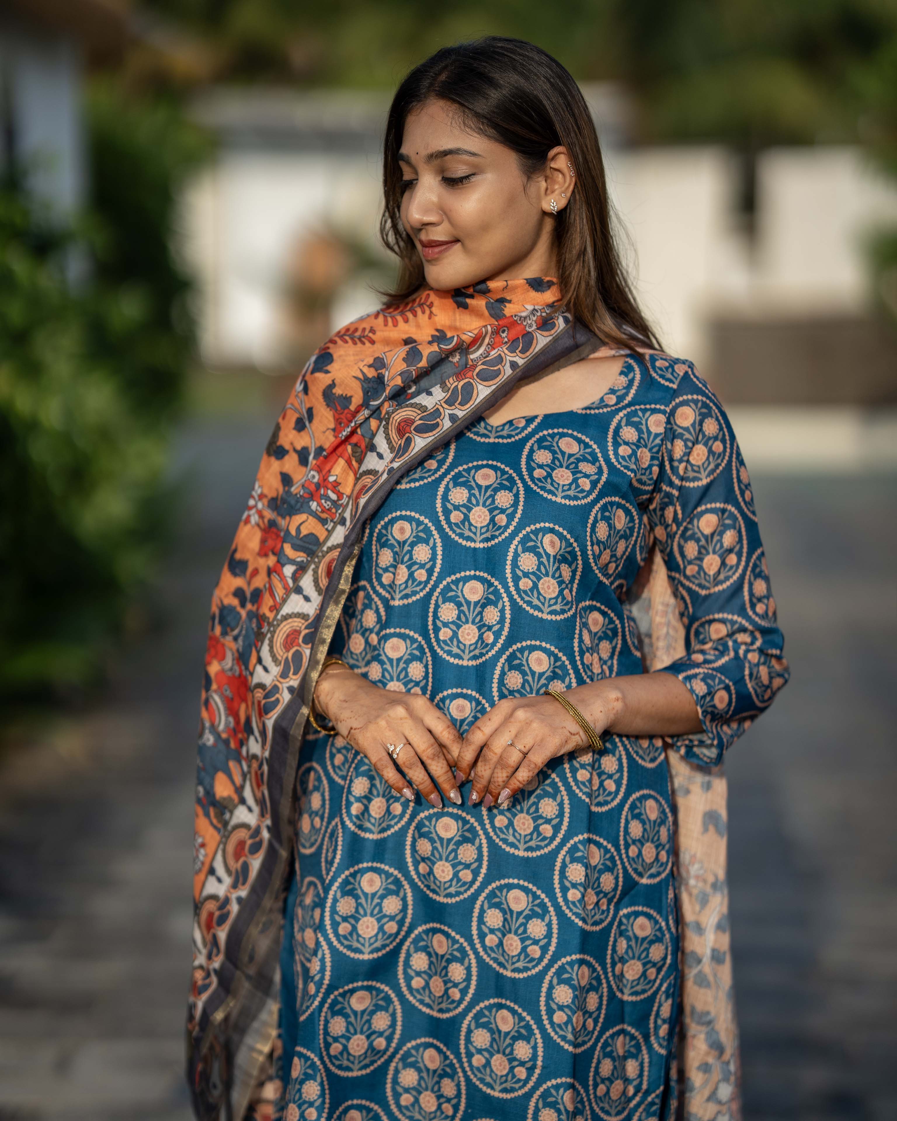 Teal Blue Printed 3-Piece Set