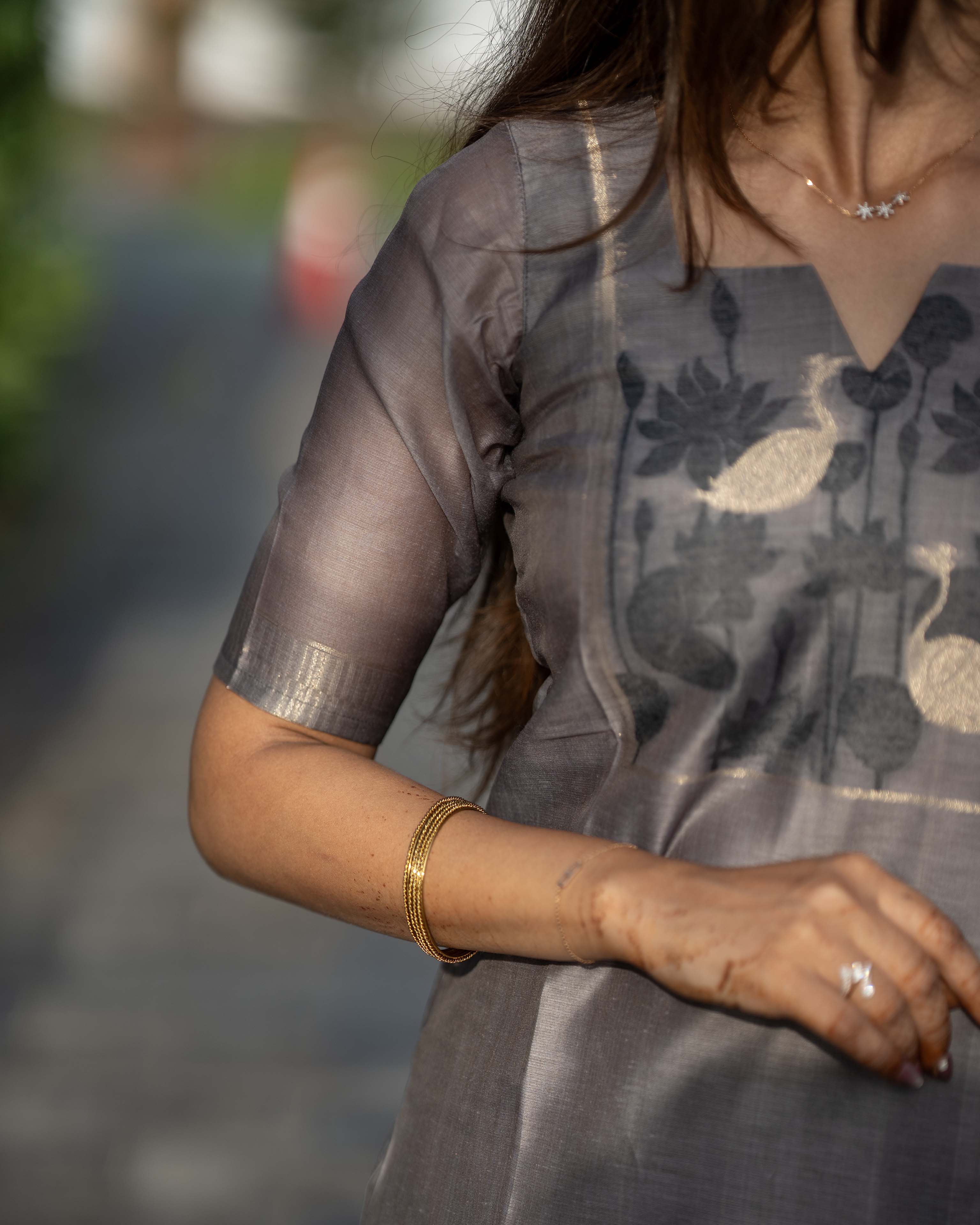 Charcoal Grey Floral Printed 3-Piece Set