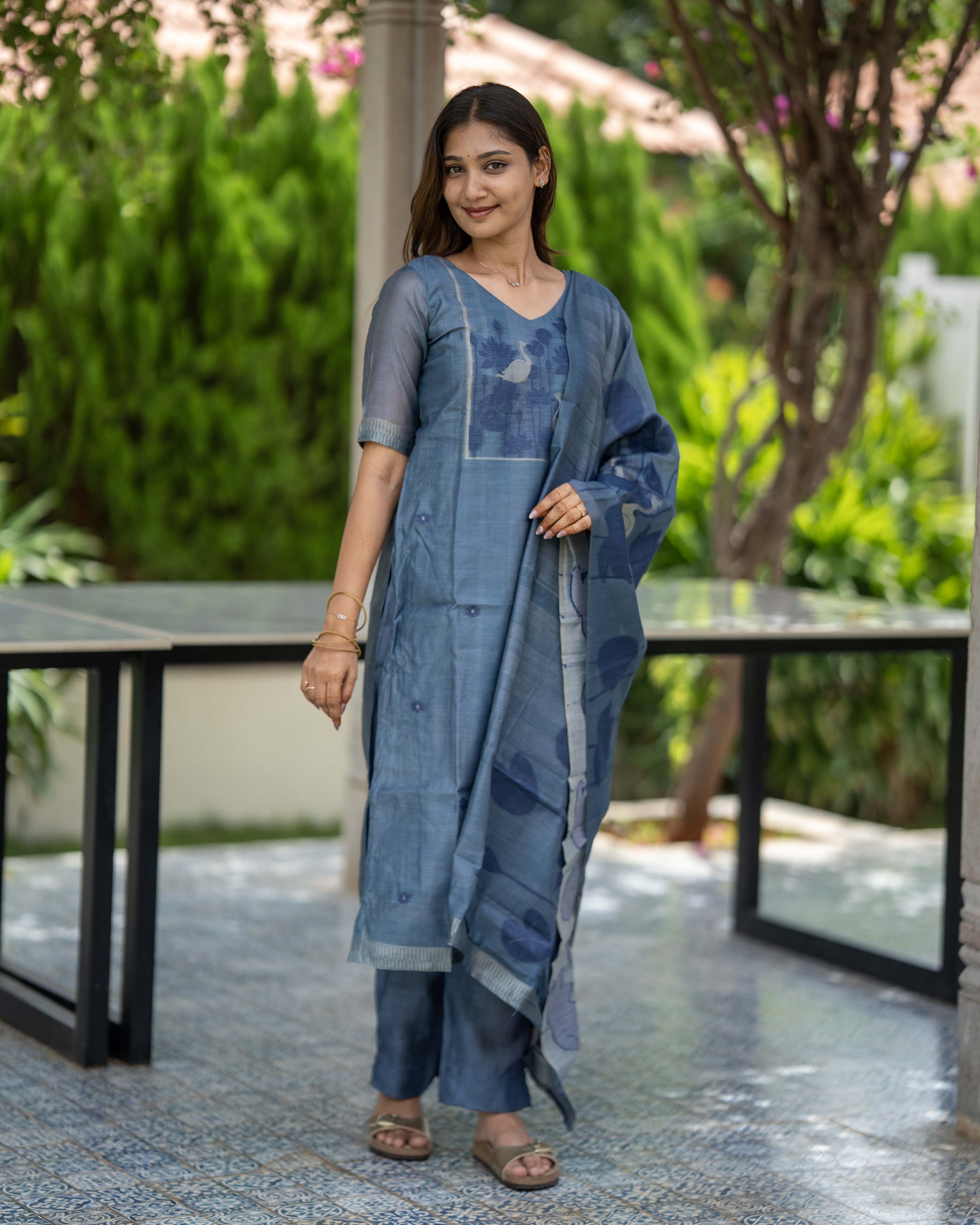 Steel Blue Swan Print 3-Piece Set