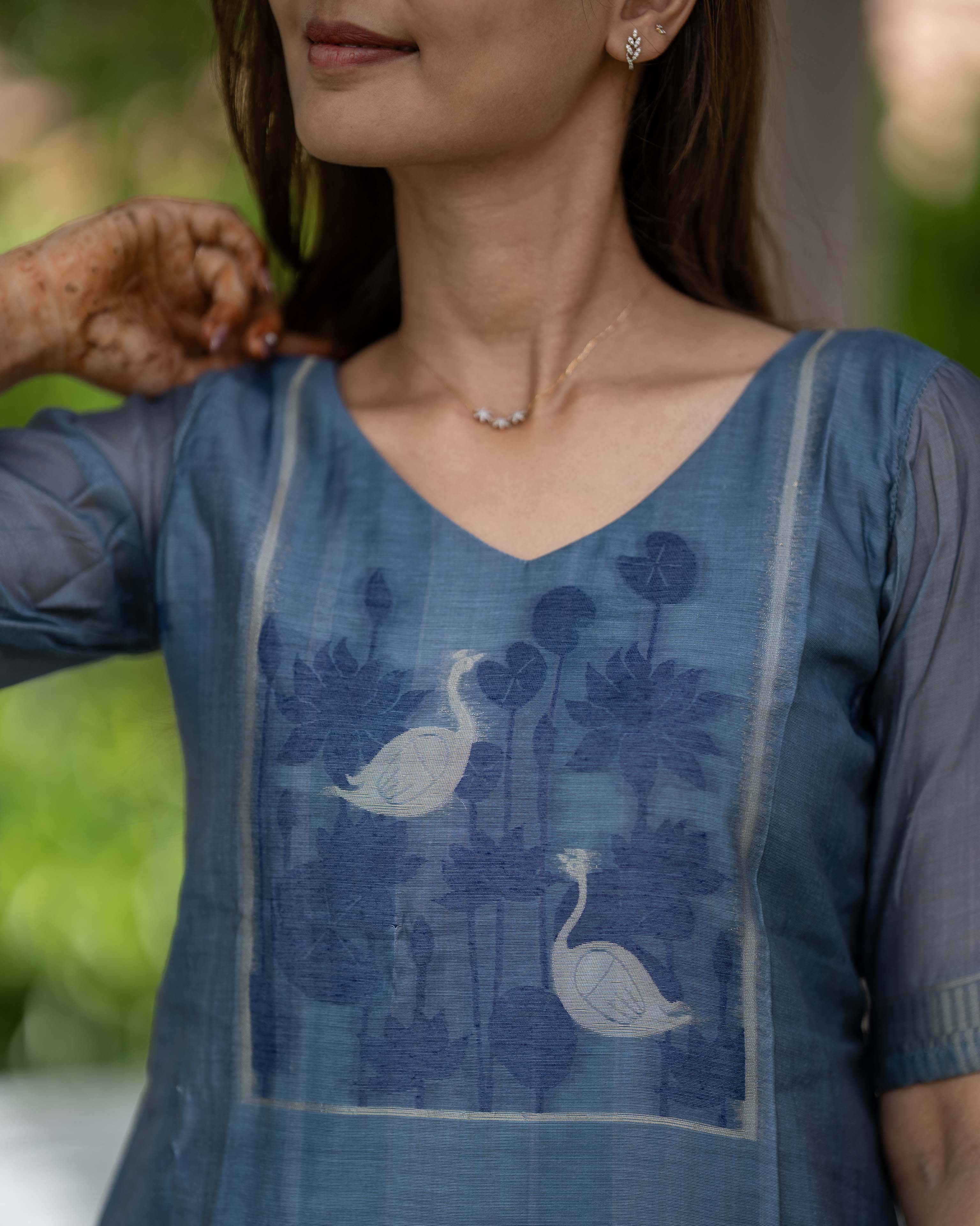 Steel Blue Swan Print 3-Piece Set