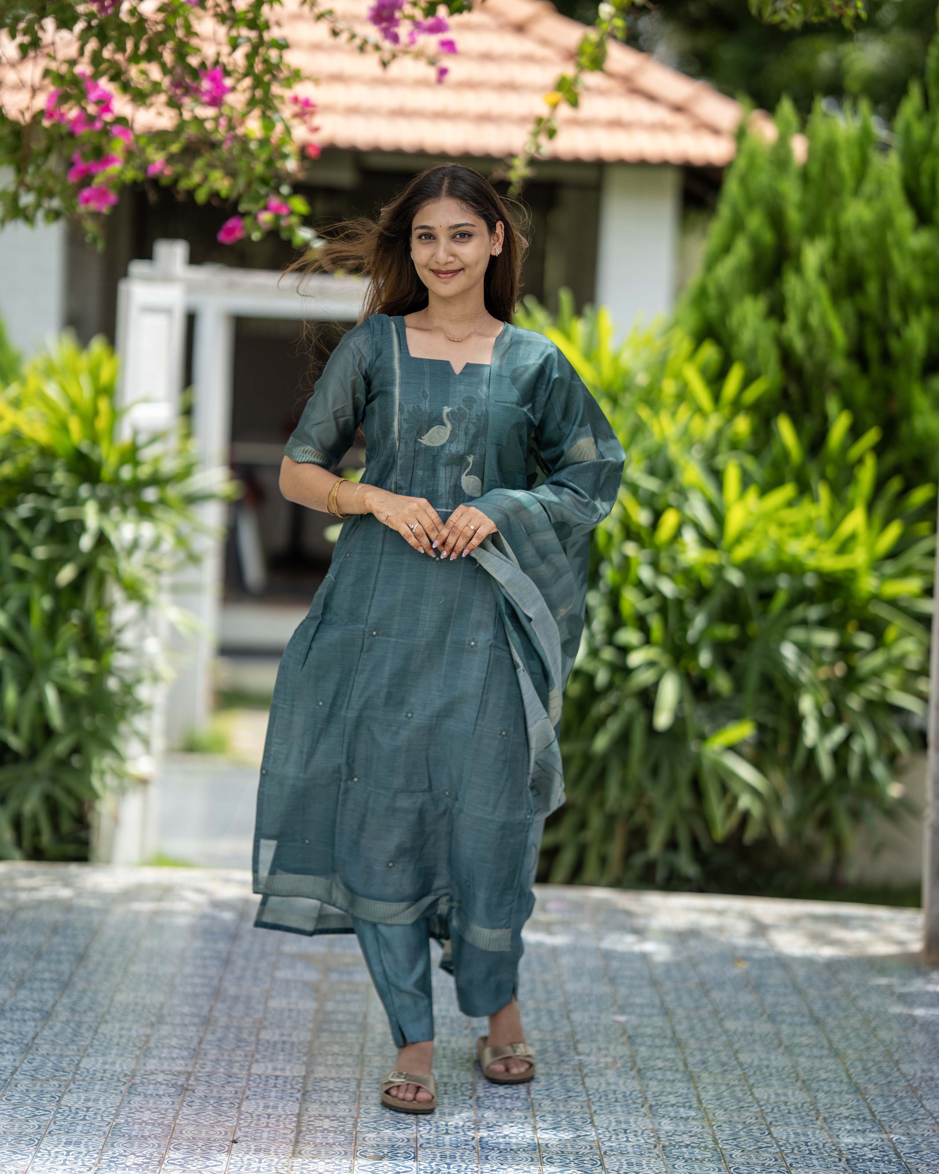 Teal Green Swan Print 3-Piece Set