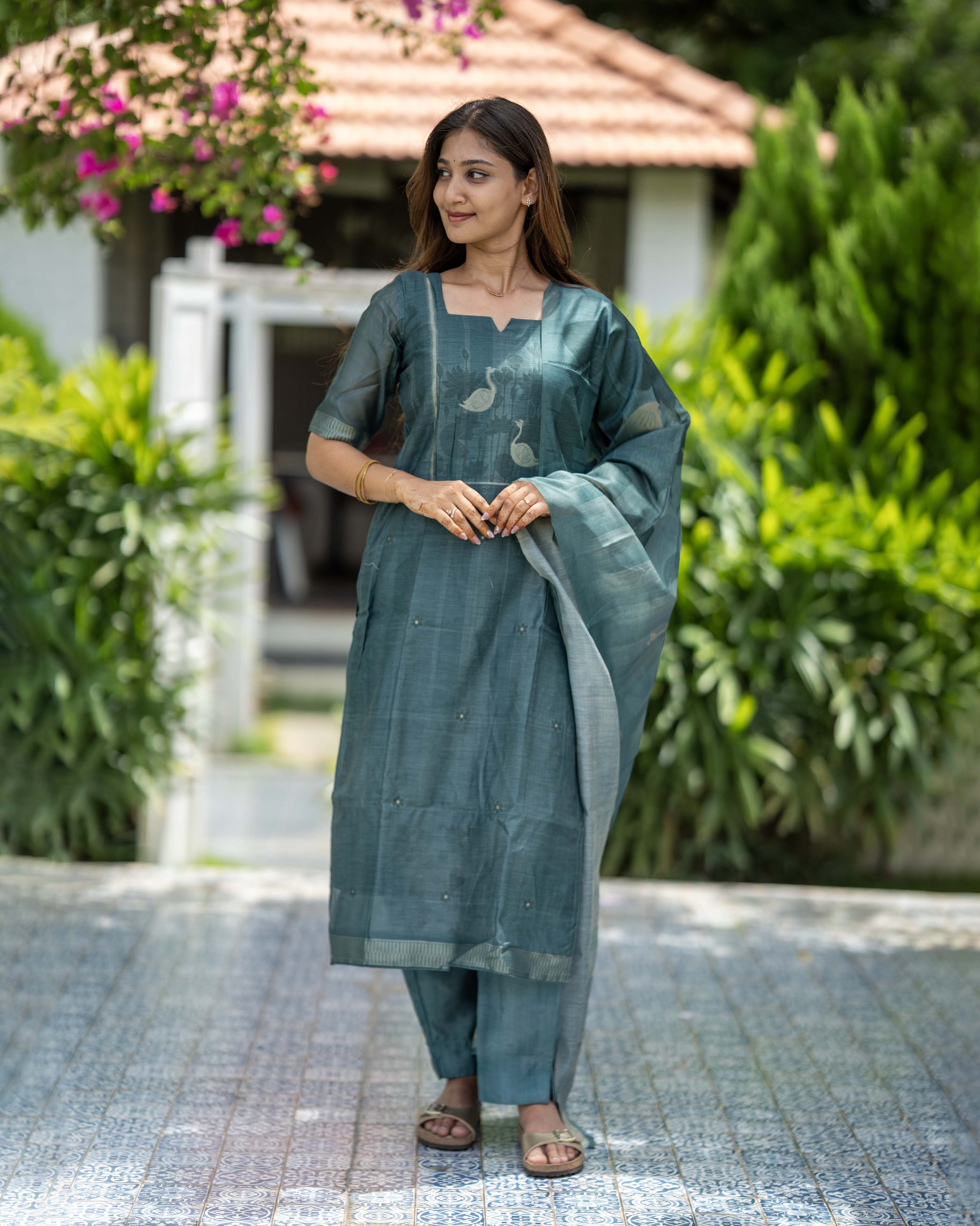 Teal Green Swan Print 3-Piece Set