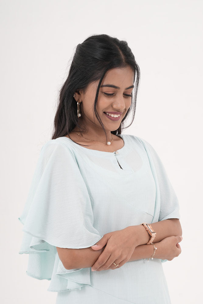 Powder Blue Flutter Gown