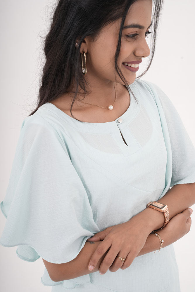 Powder Blue Flutter Gown