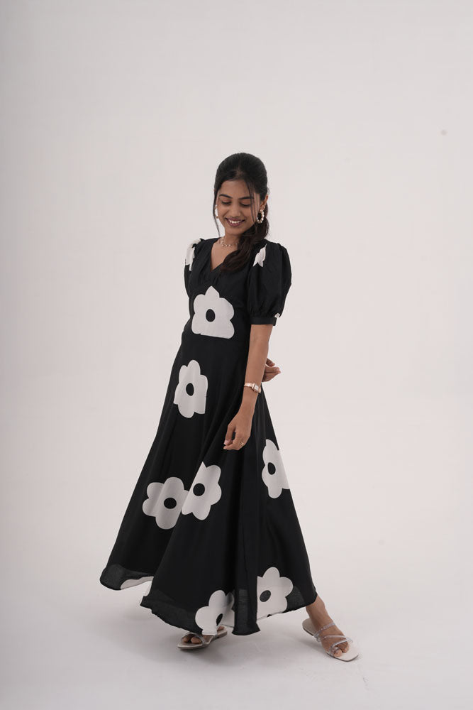 Black With White Floral Dress