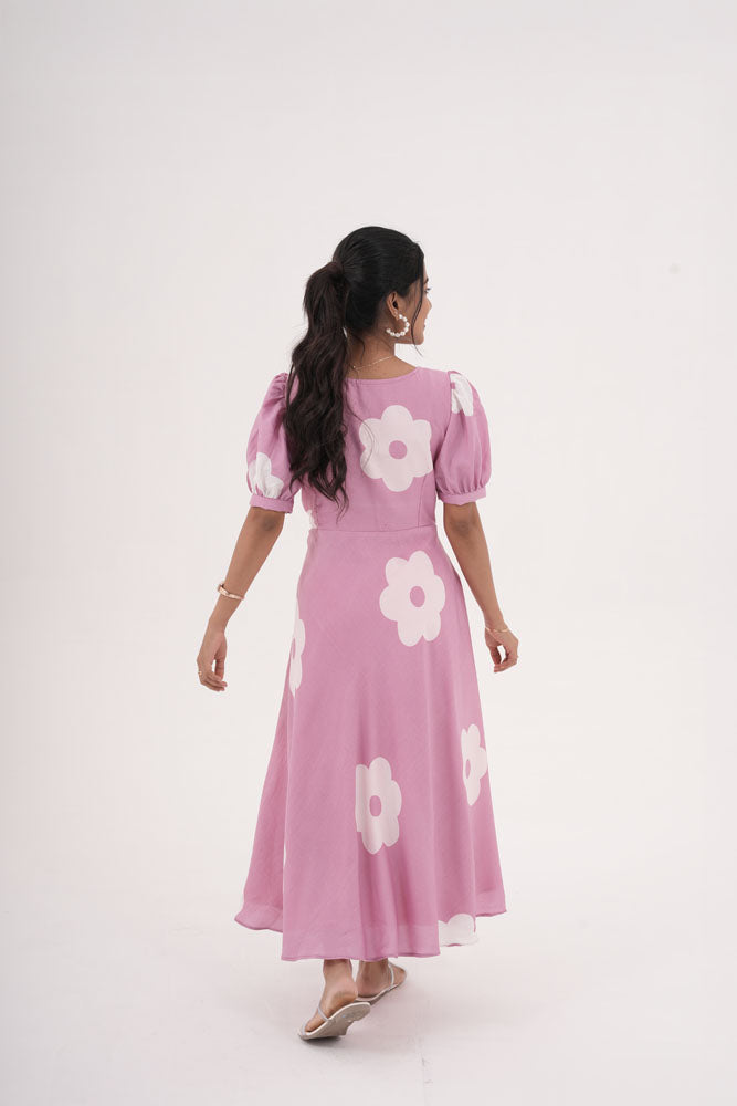 Pink With White Floral Dress