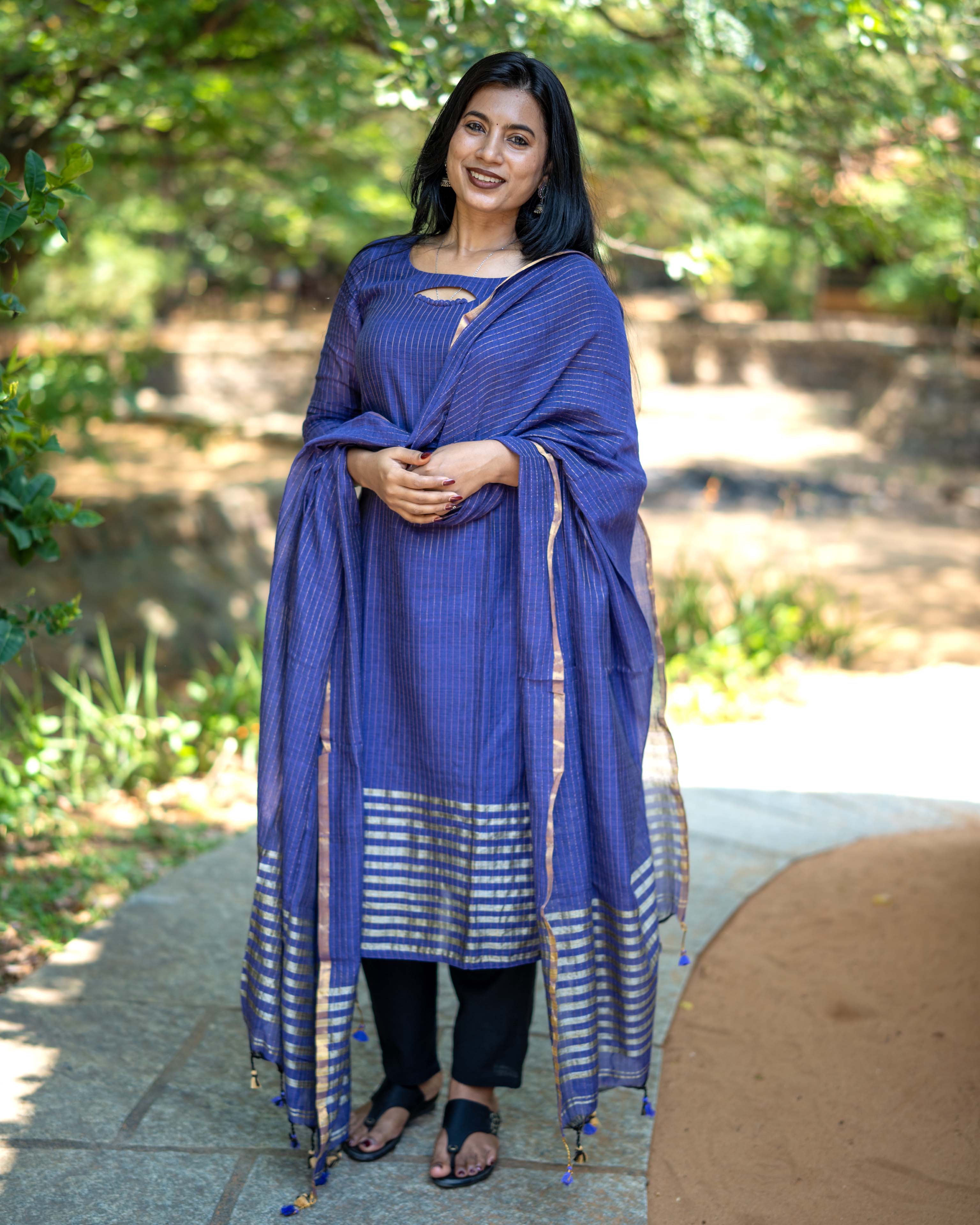 Royal Blue Striped Straight 3piece set