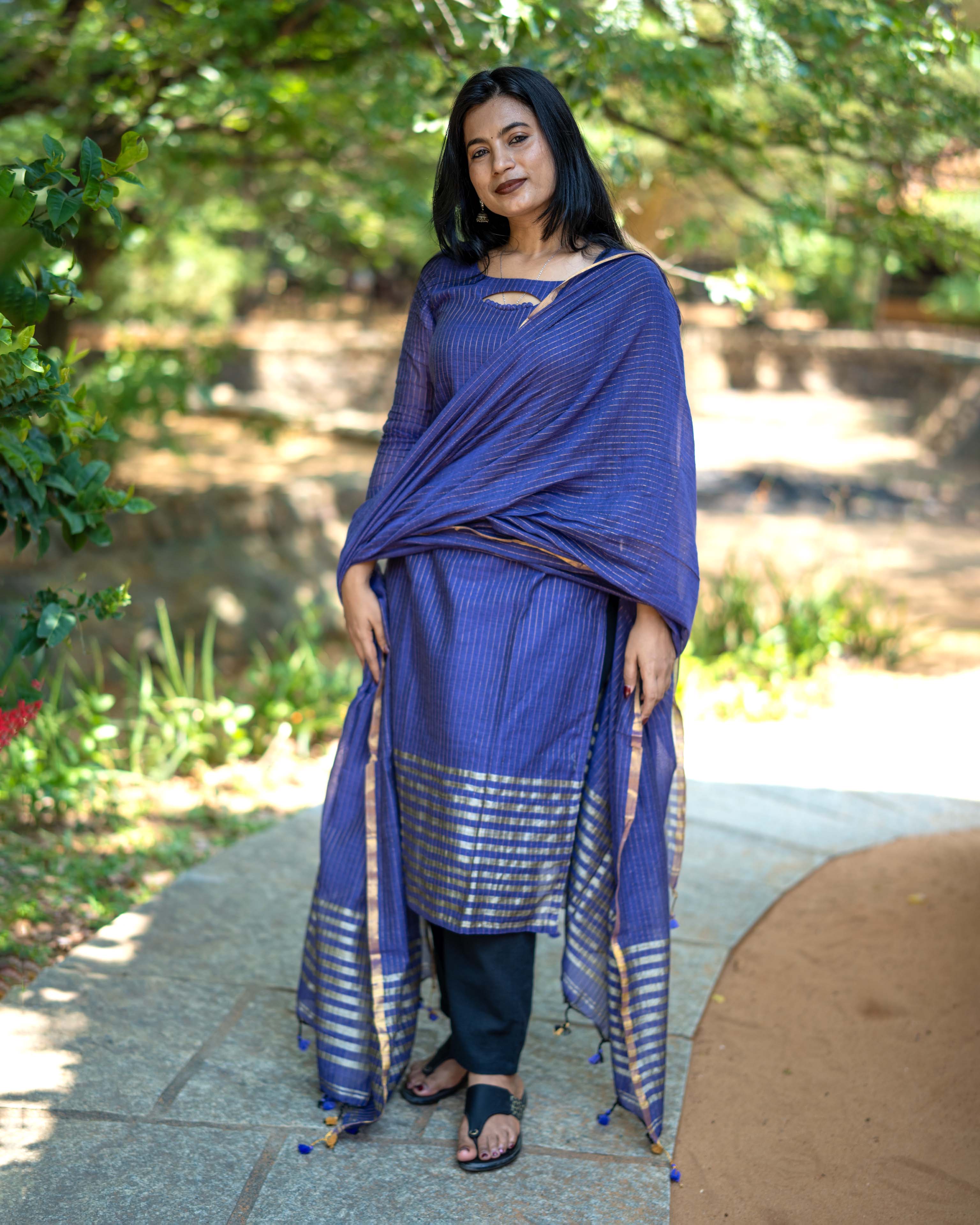 Royal Blue Striped Straight 3piece set