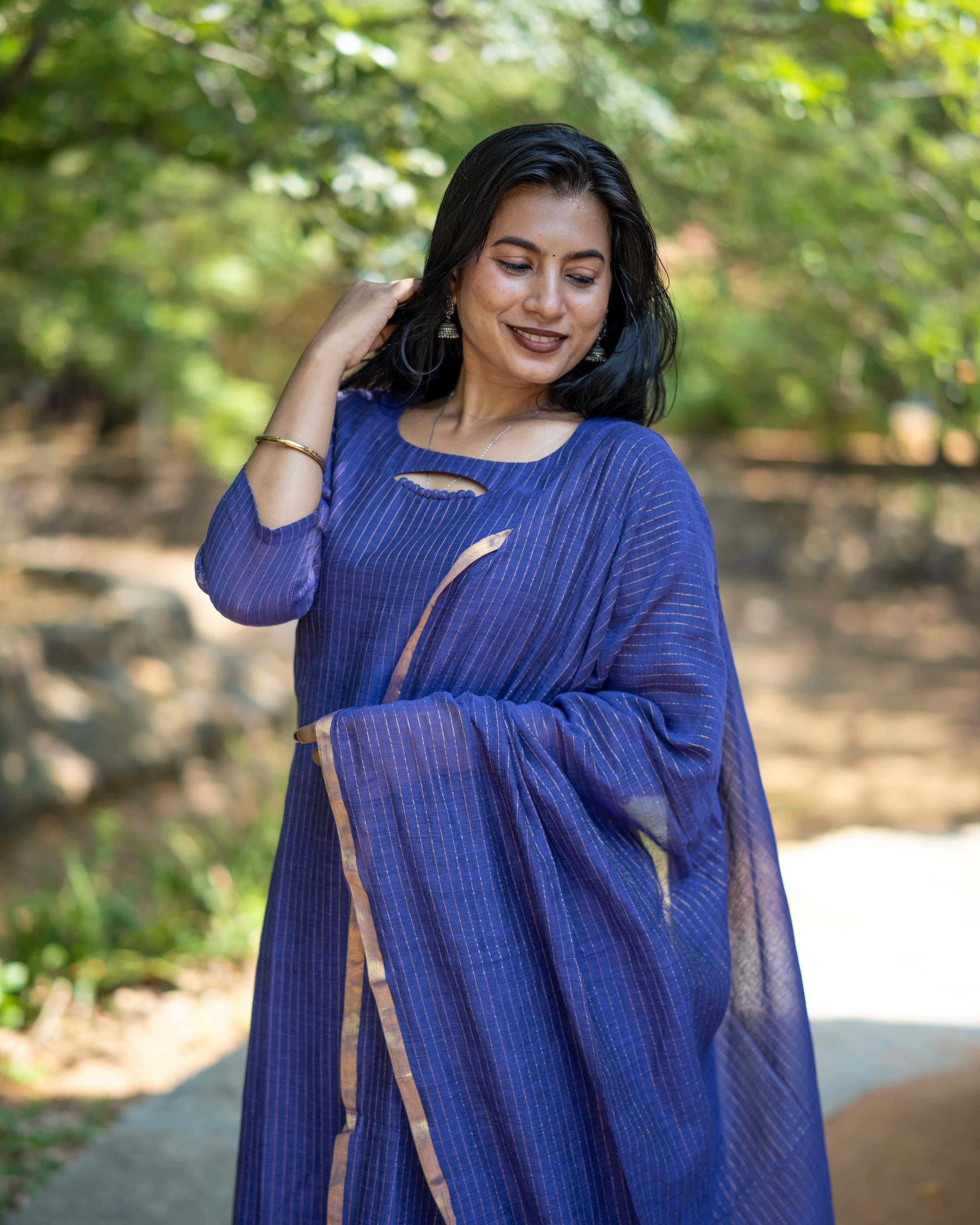 Royal Blue Striped Straight 3piece set