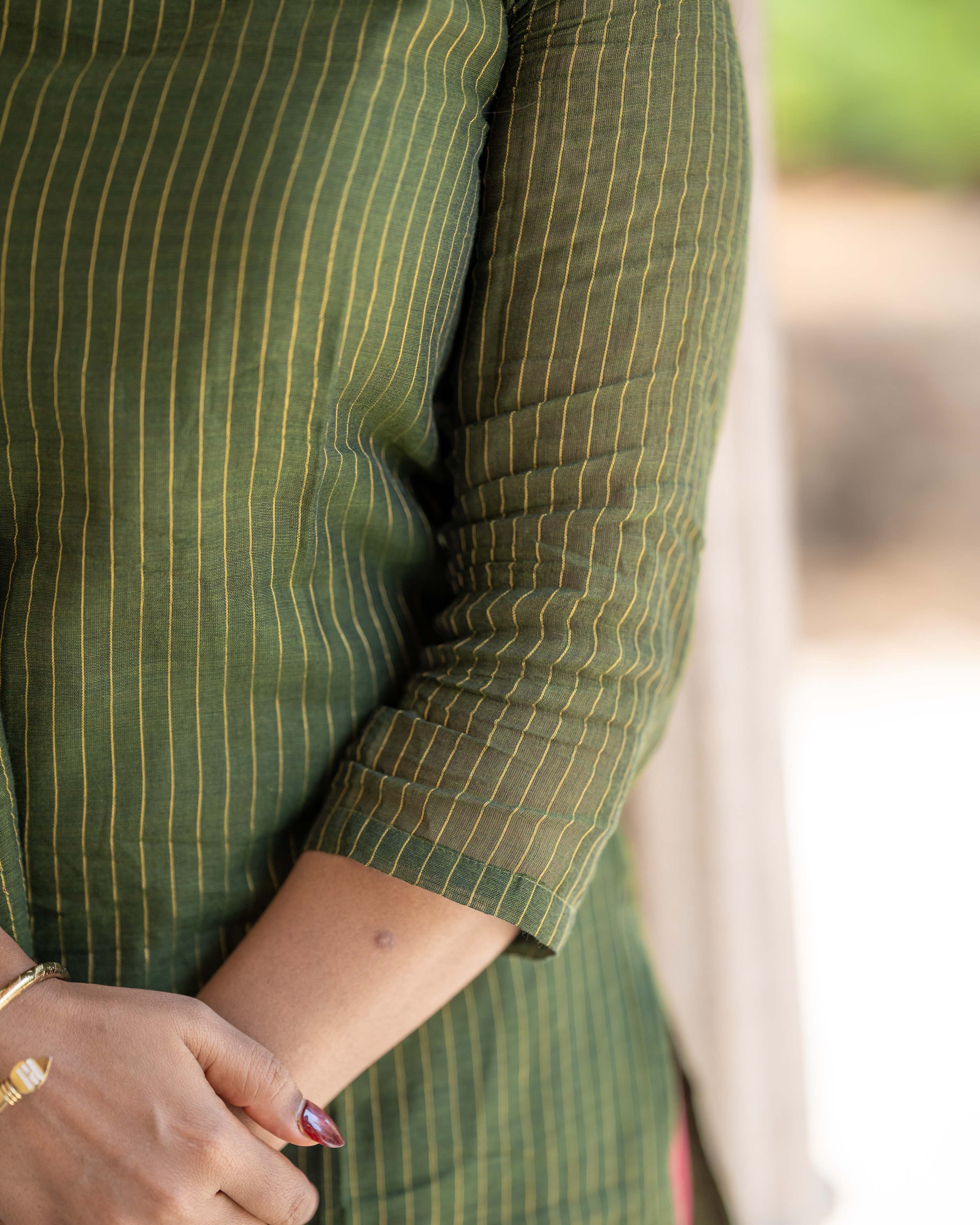 Forest Green Striped Straight 3piece set