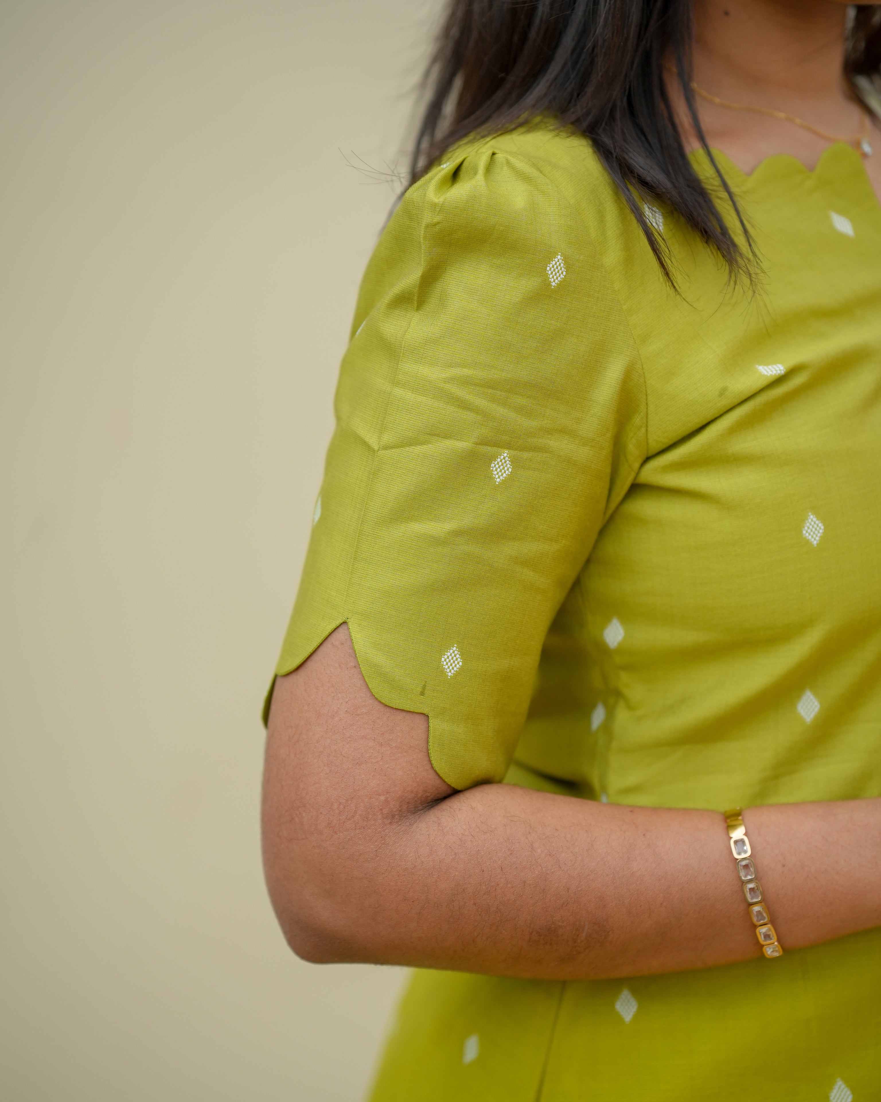 Green Cotton Kurta Set with Floral Printed Dupatta