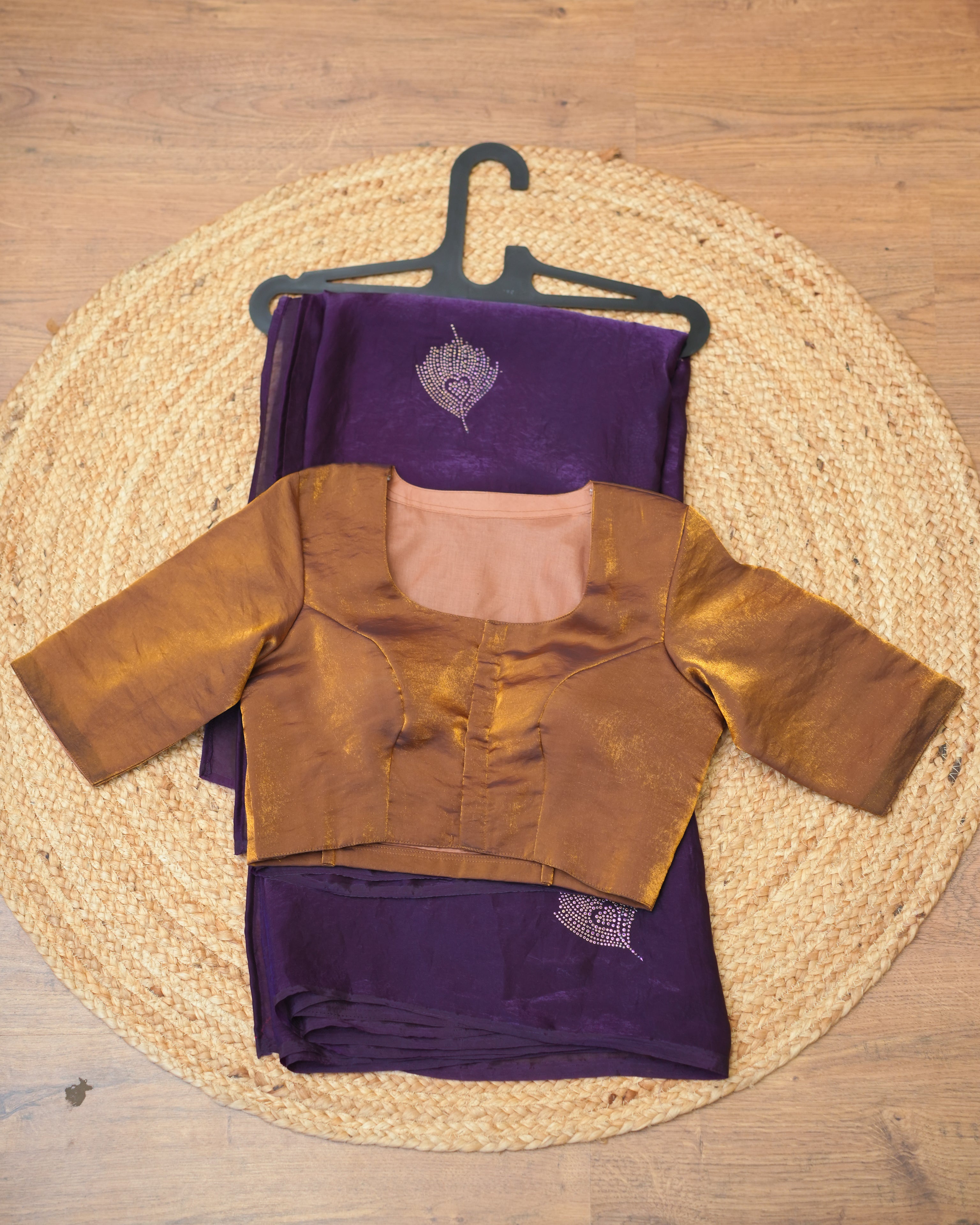 Purple Saree with Embellished Blouse