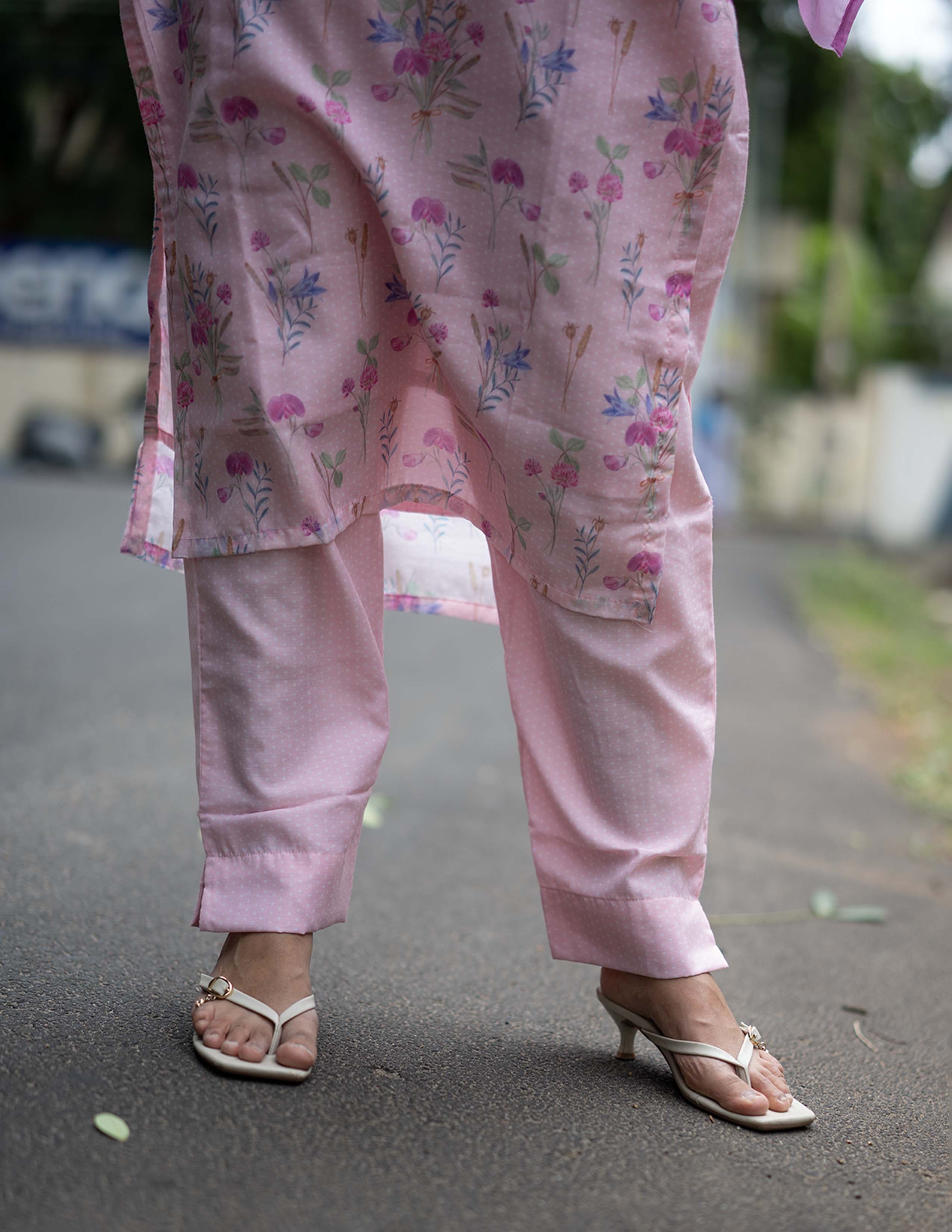 Blush Pink Floral Printed 3 Piece Salwar Set