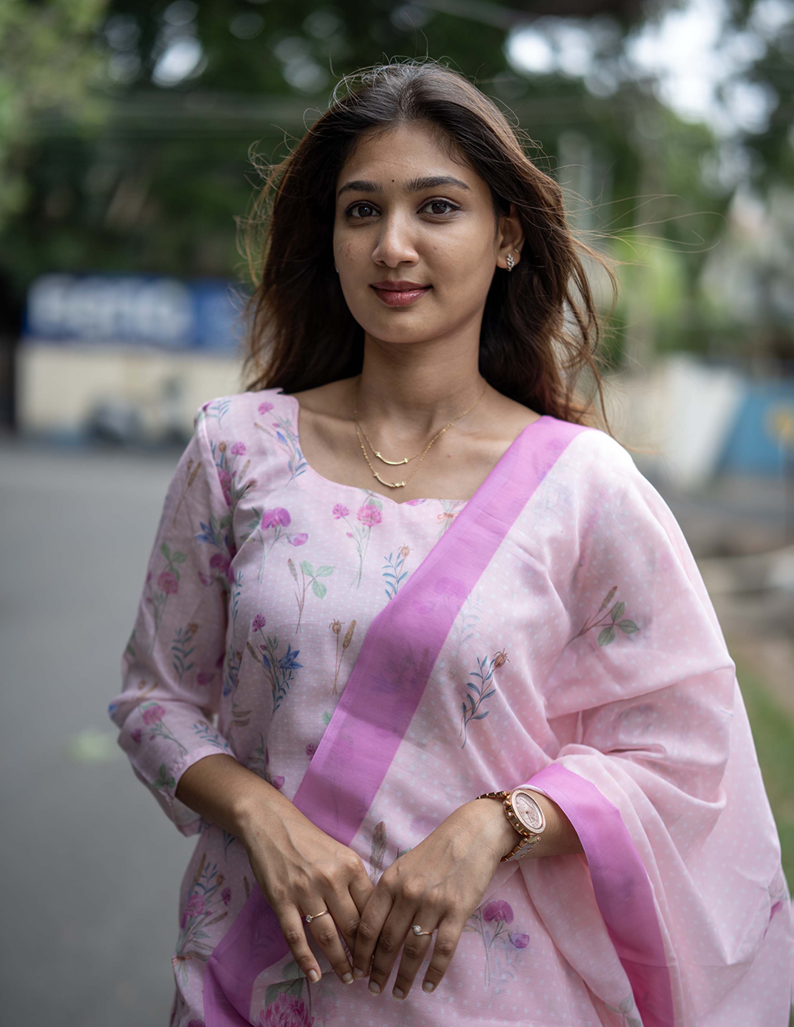 Blush Pink Floral Printed 3 Piece Salwar Set