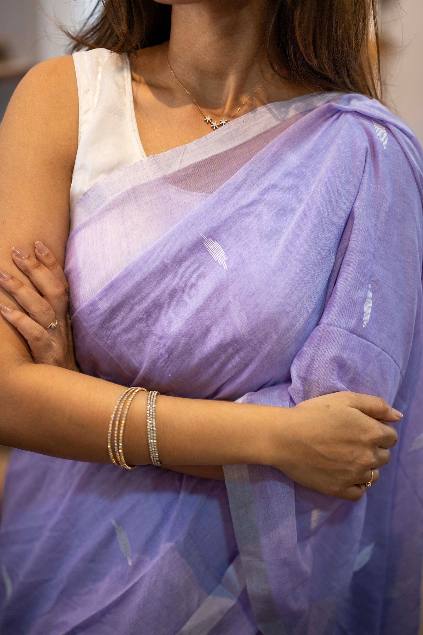 Malar Lavender Mul Cotton Saree