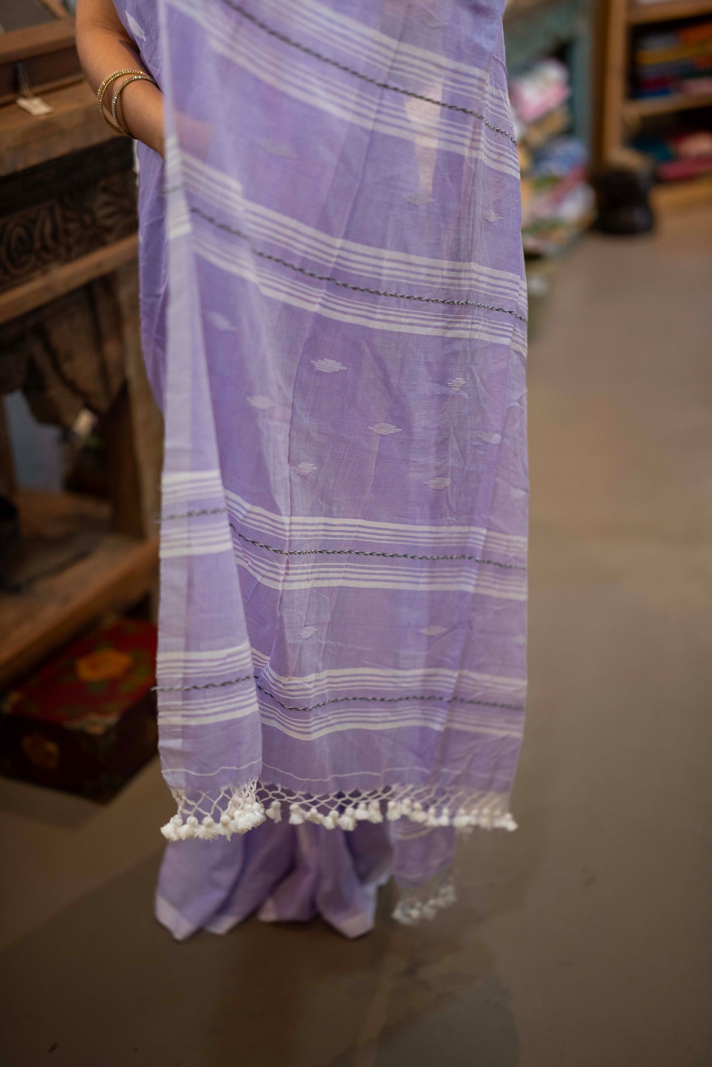 Malar Lavender Mul Cotton Saree