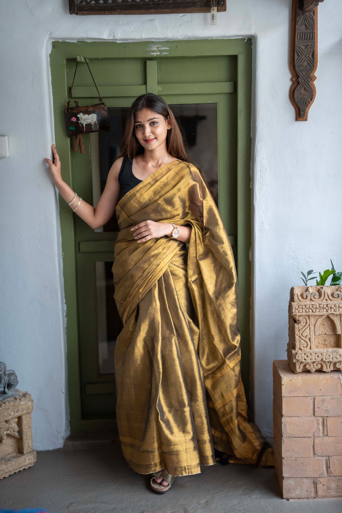 Swarna Bronze Mul Cotton Saree