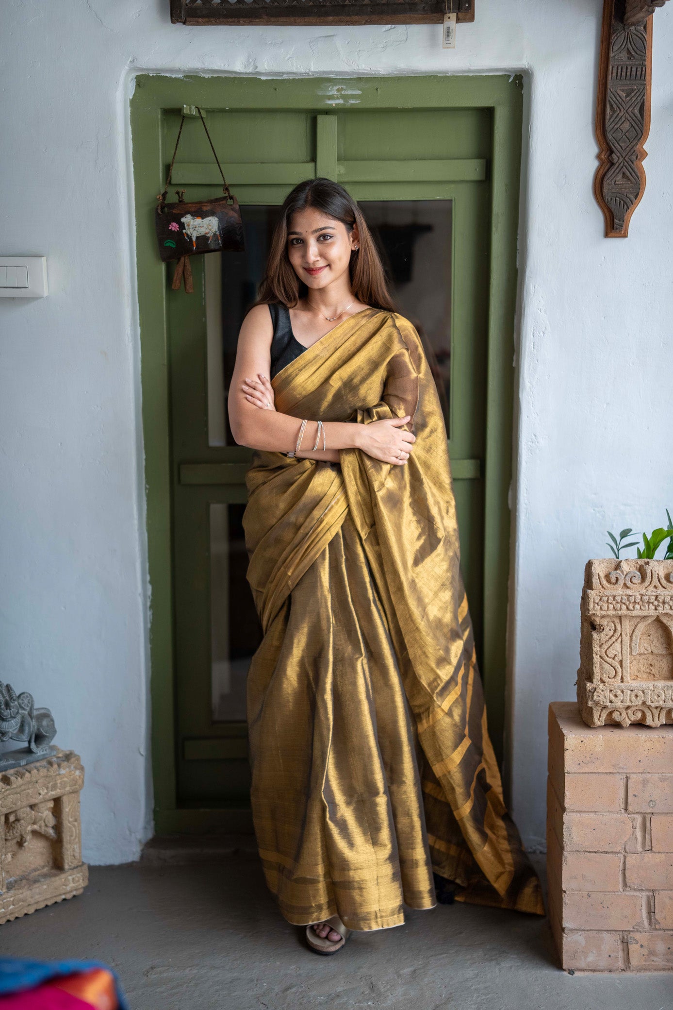 Swarna Bronze Mul Cotton Saree