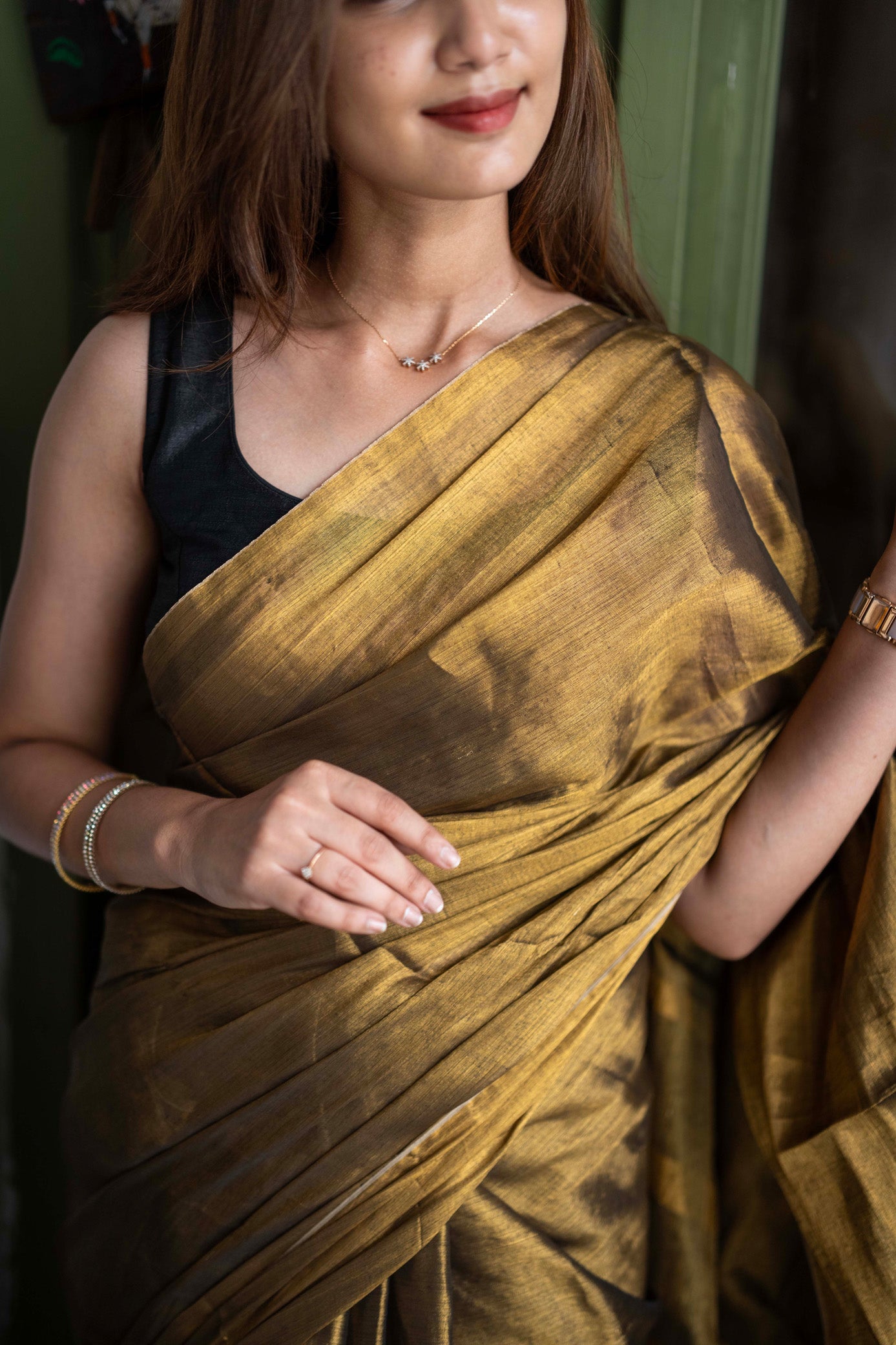 Swarna Bronze Mul Cotton Saree