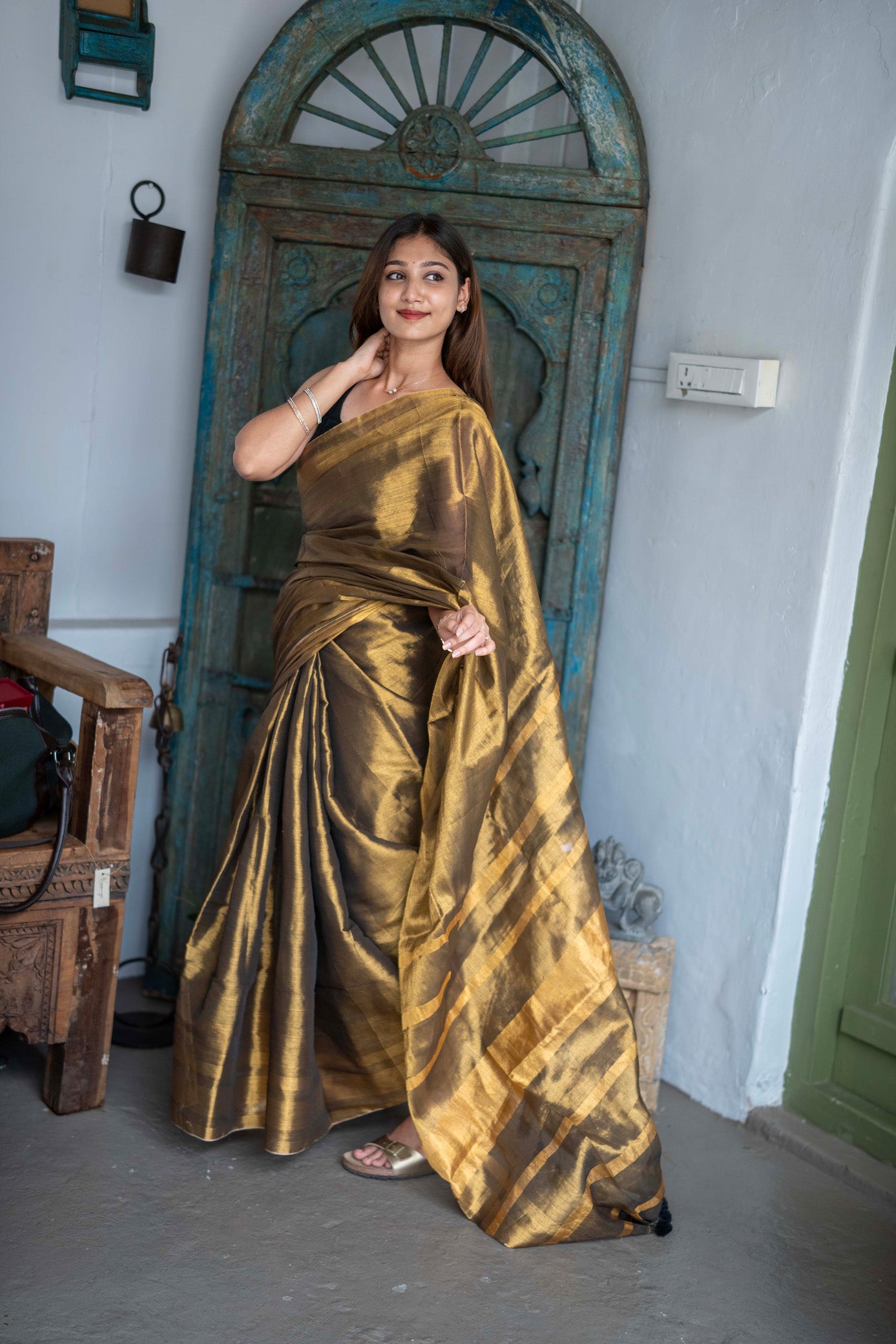 Swarna Bronze Mul Cotton Saree