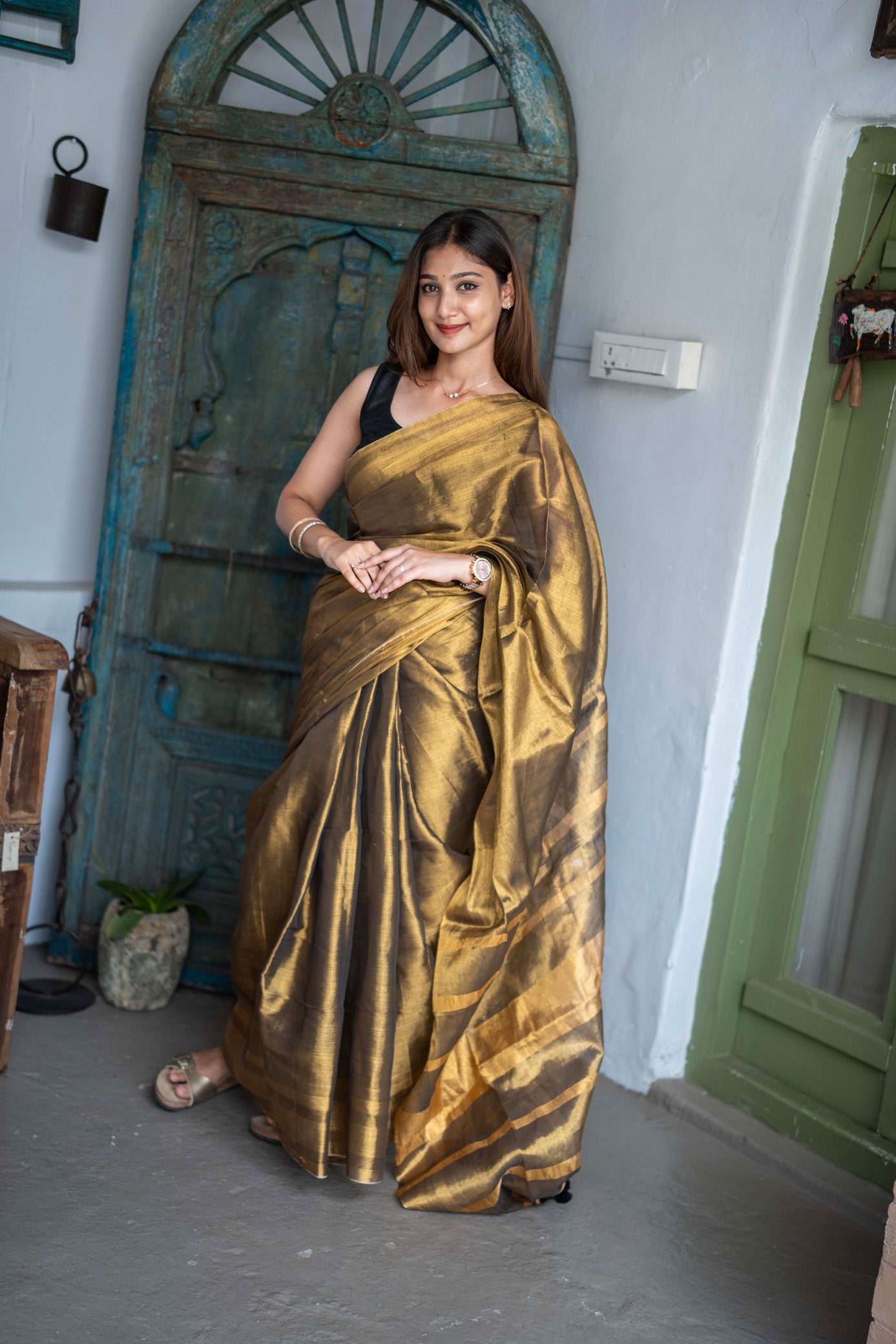 Swarna Bronze Mul Cotton Saree