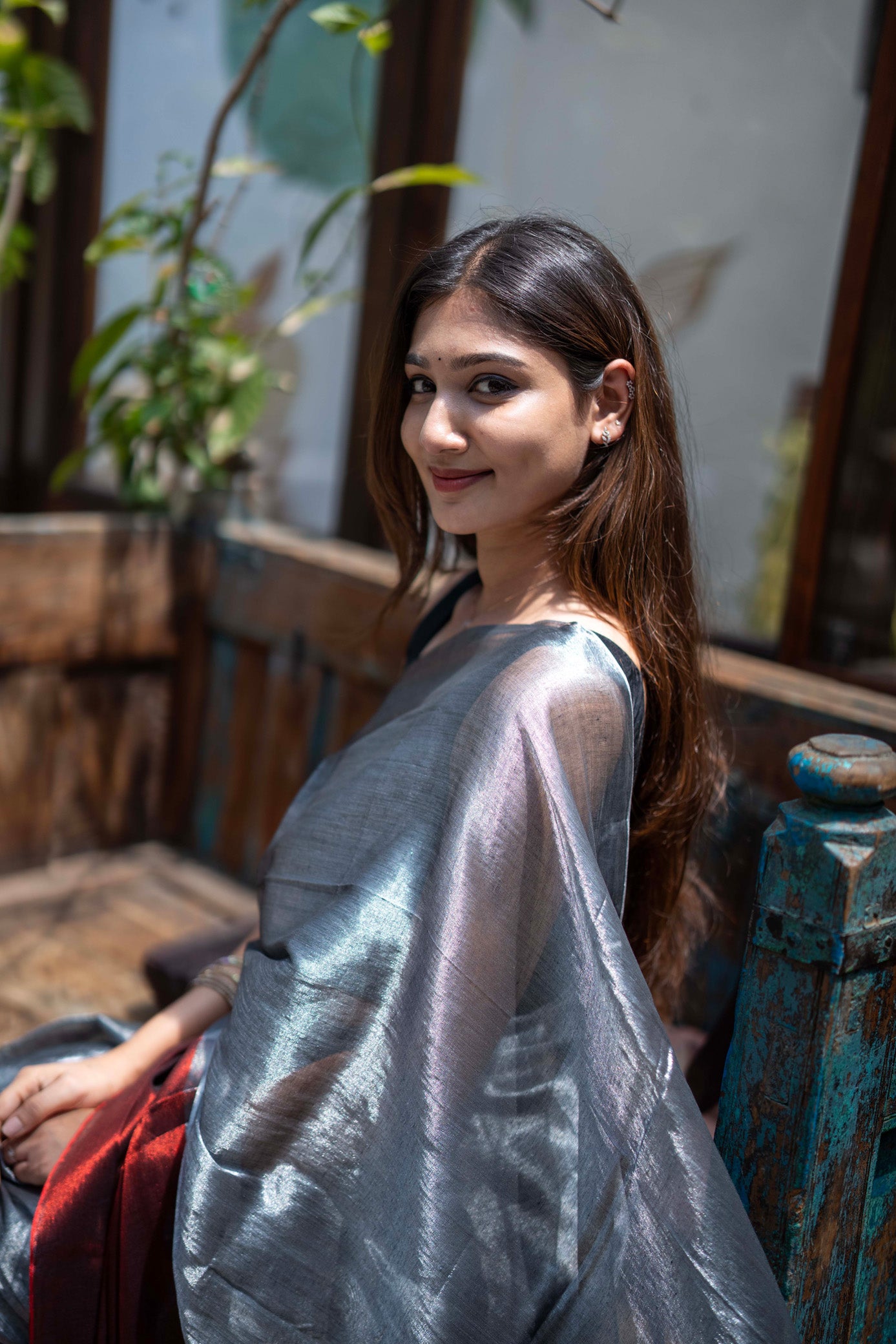 Grey Mul Cotton Saree