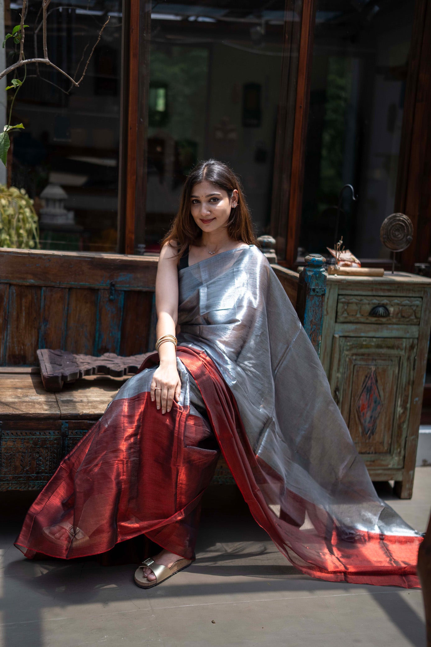 Grey Mul Cotton Saree