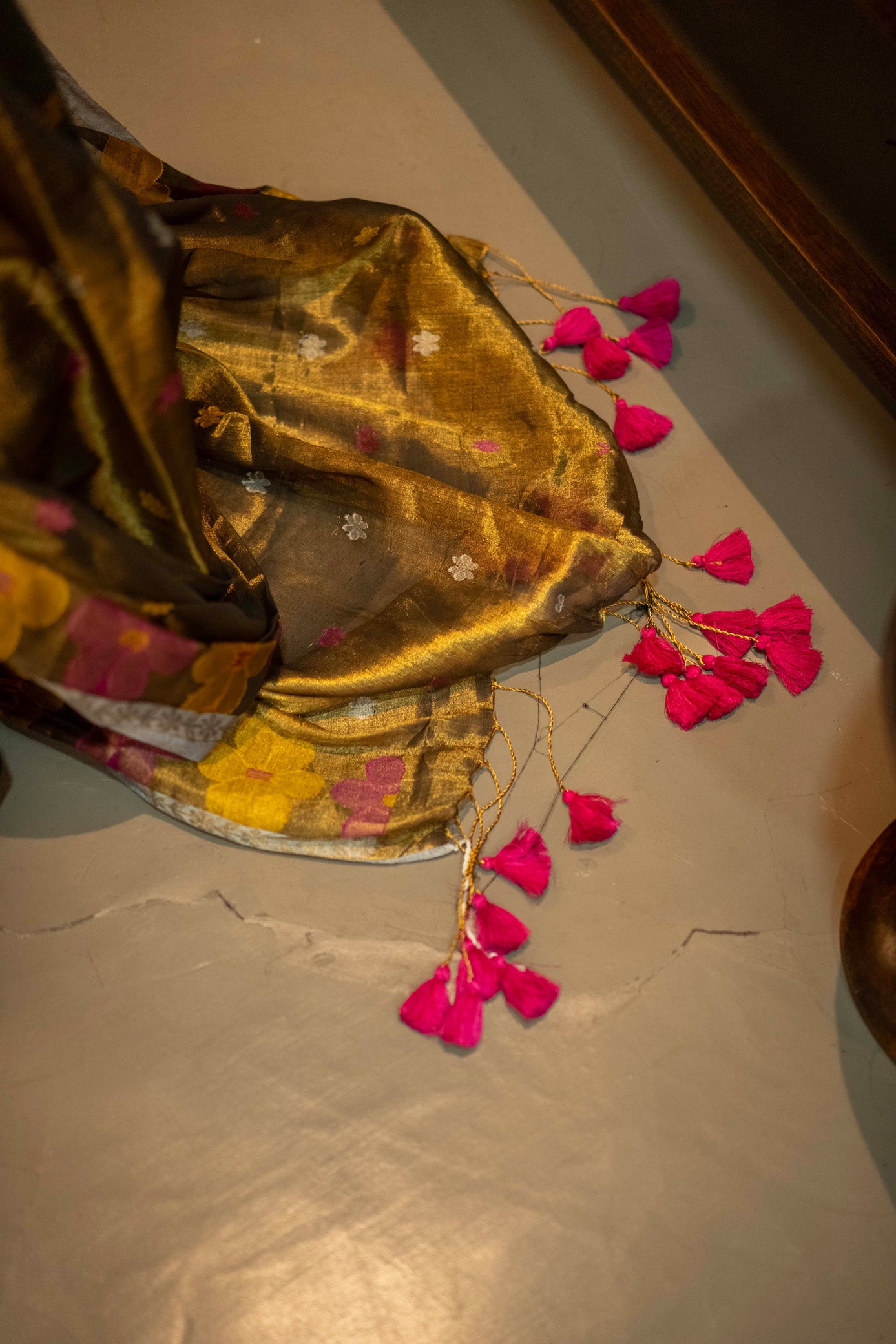 Kanaka Brown Mul Cotton Saree